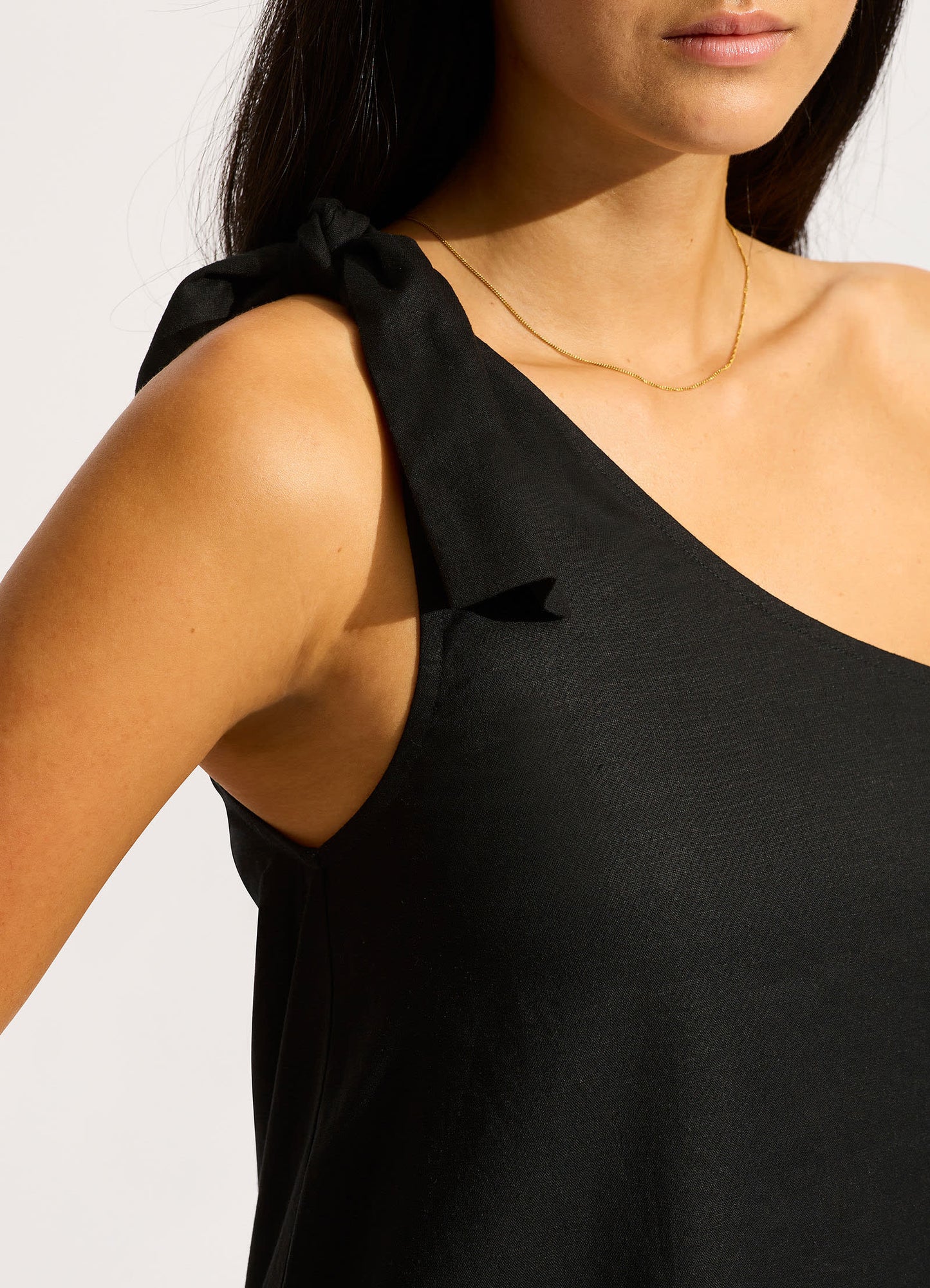 One Shoulder Mini Dress- Black
