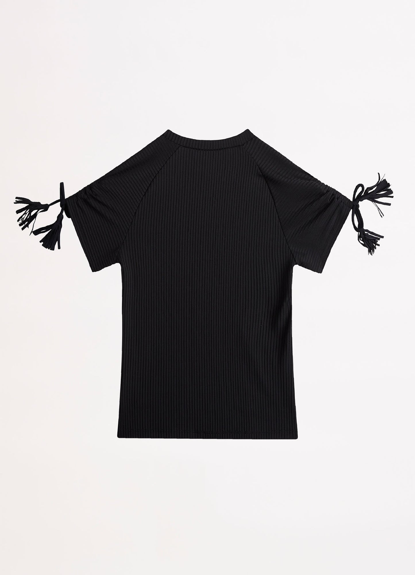 Girls Ruched Sleeve Rash Vest- Black