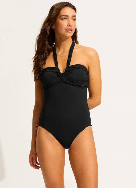  Seafolly Collective Halter Bandeau One Piece - Black
