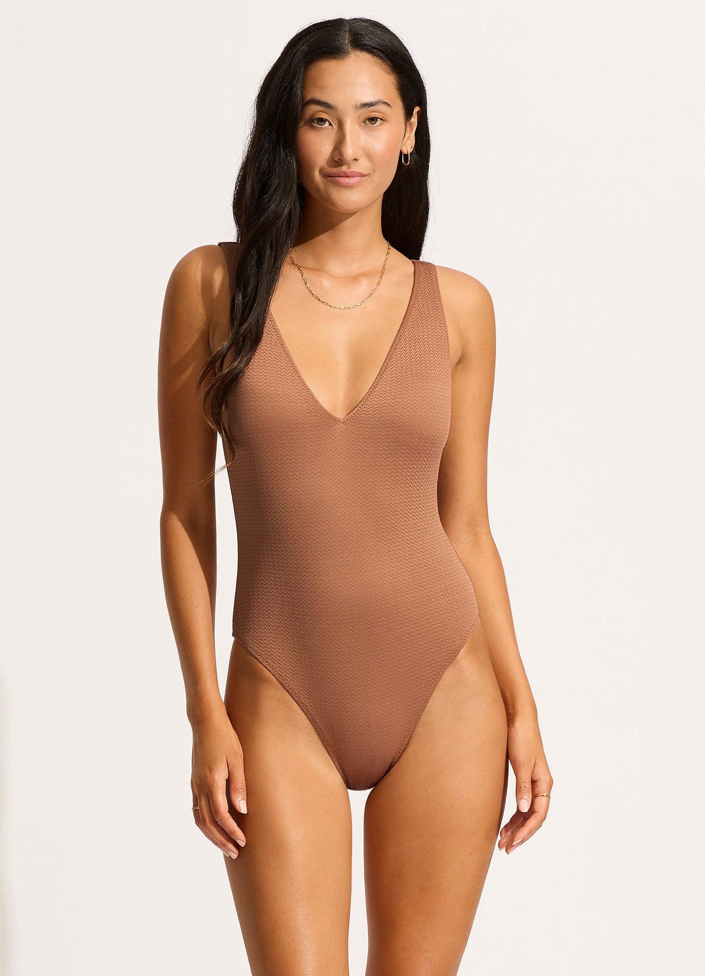  Sea Dive Deep V Neck One Piece - Bronze
