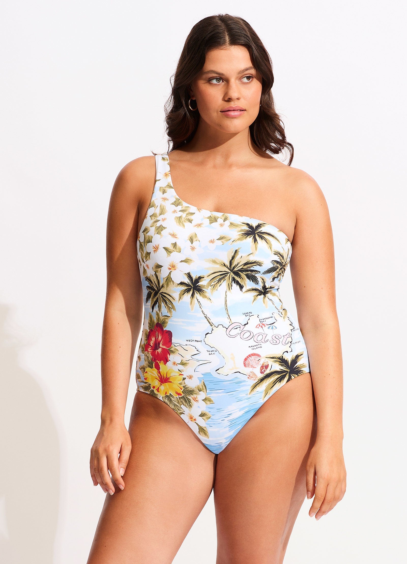  Coast To Coast One Shoulder One Piece - Powder Blue