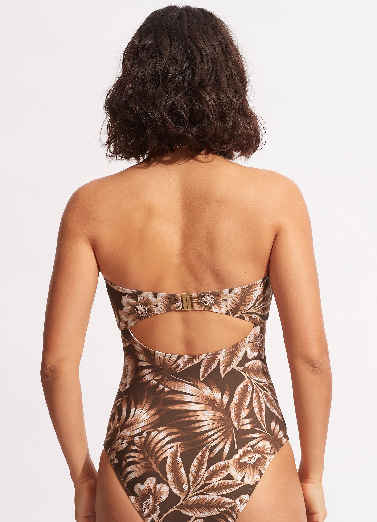  Island In The Sun Twist Tie Front One Piece - Tiramisu