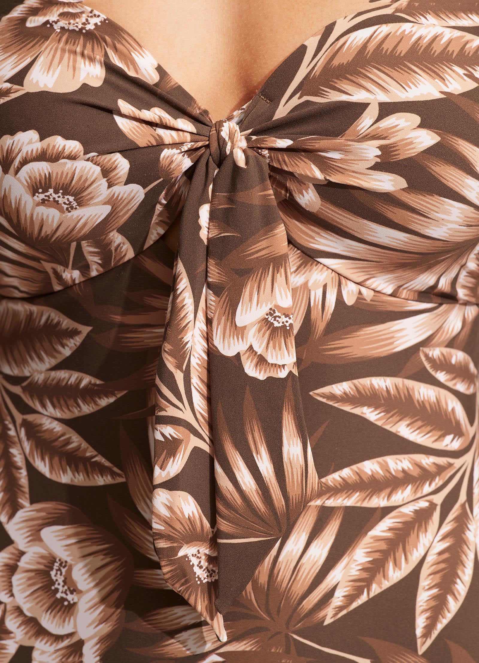  Island In The Sun Twist Tie Front One Piece - Tiramisu