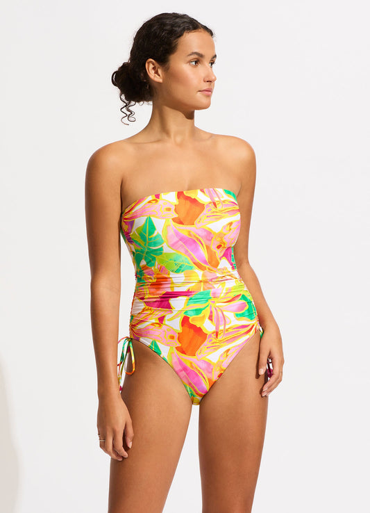  Wonderland DD Drawstring Bandeau One Piece - Fuchsia Rose