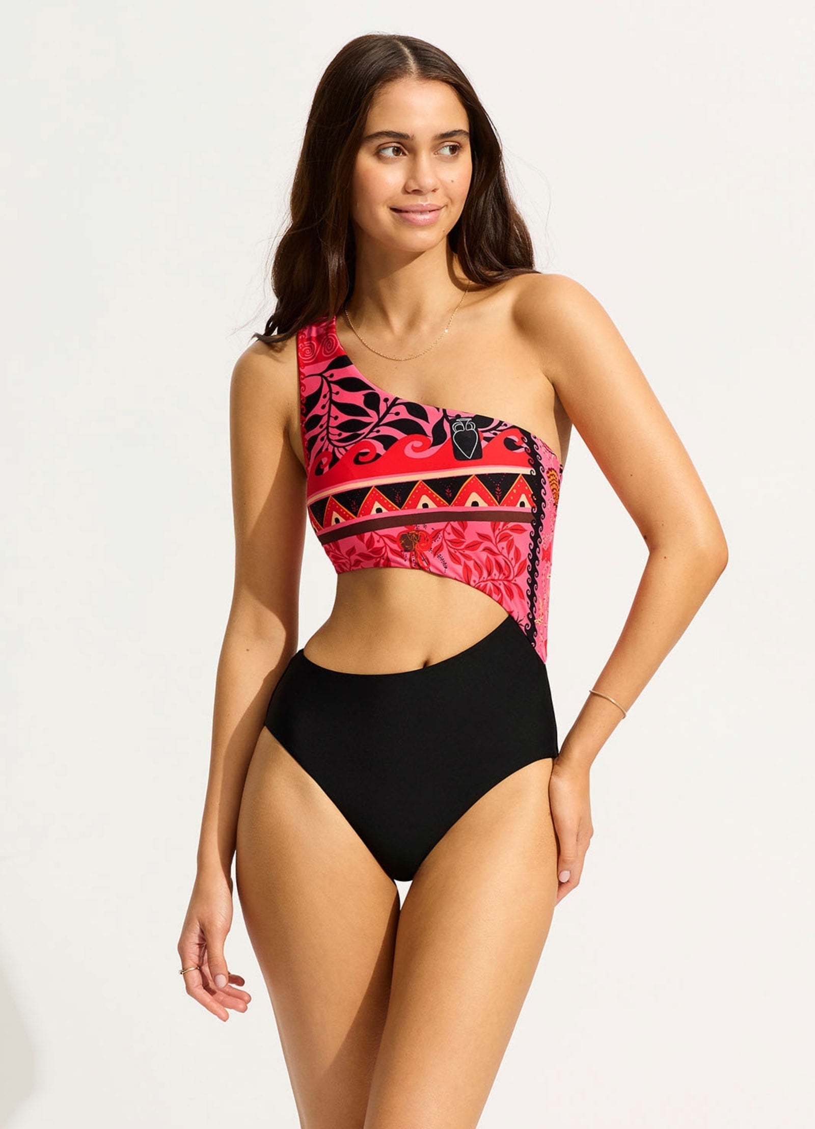  Atlantis One Shoulder Cut Out One Piece - Paradise Pink