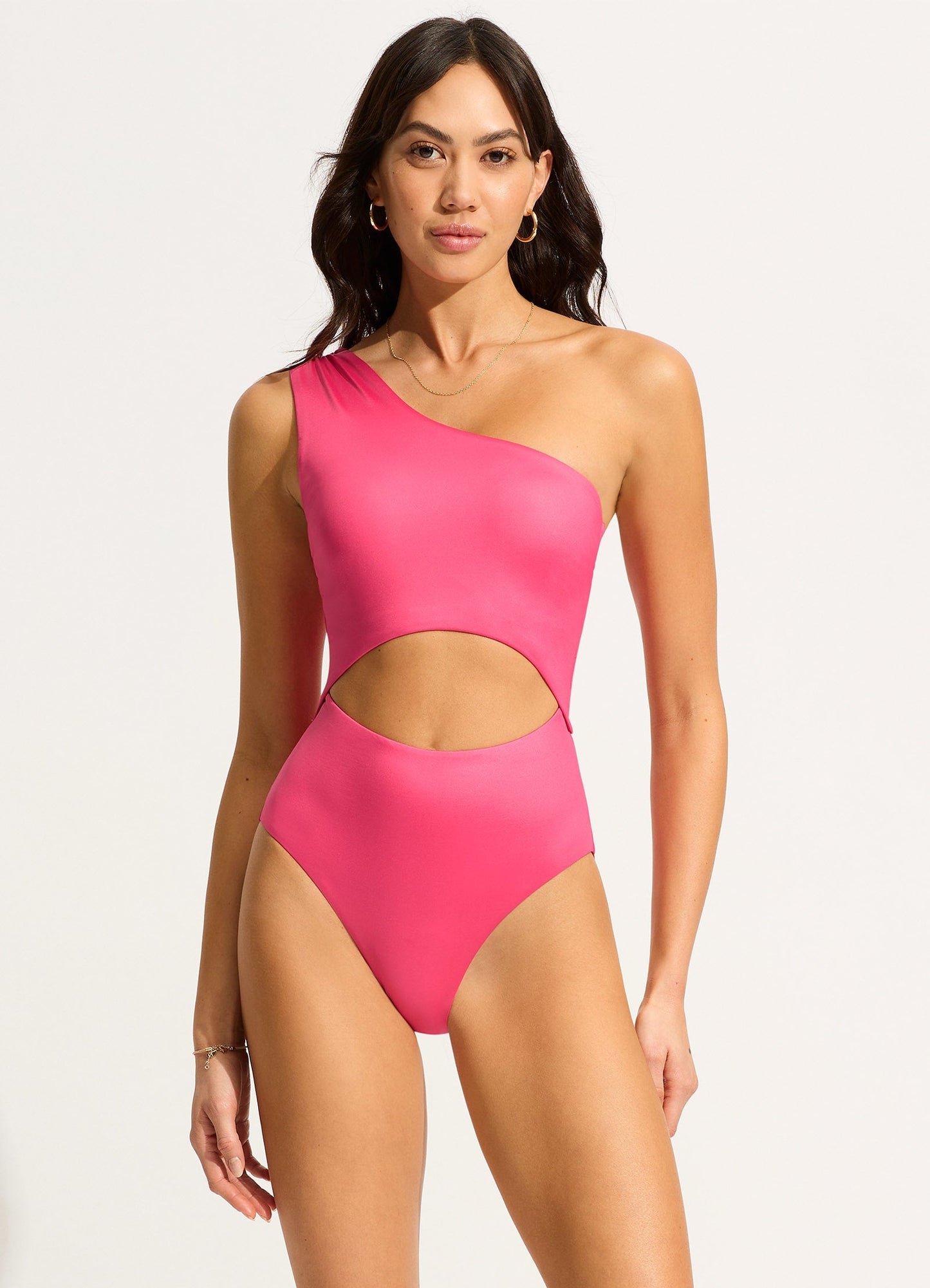  Soleil One Shoulder One Piece - Hot Pink