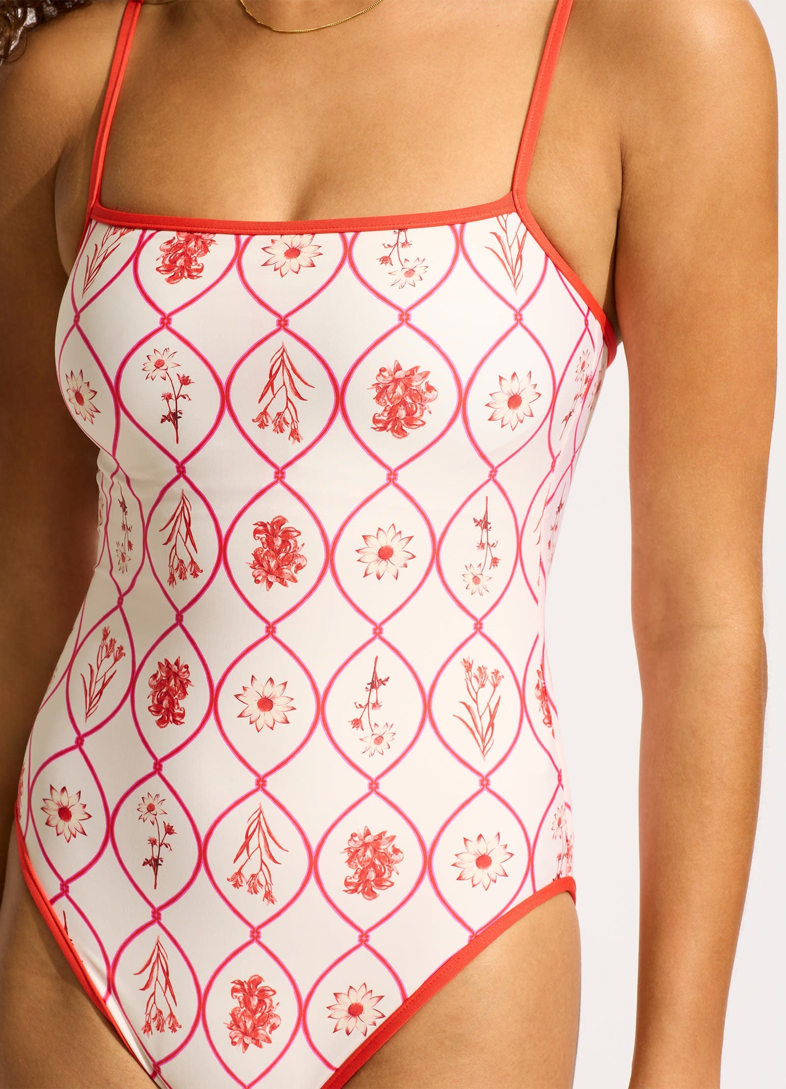  Marbella Square Neck One Piece - Flame