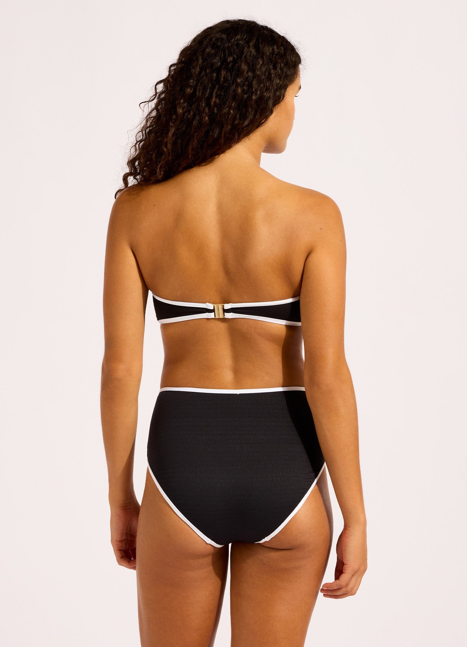  Beach Bound Ring Front Bandeau Bikini Top - Black