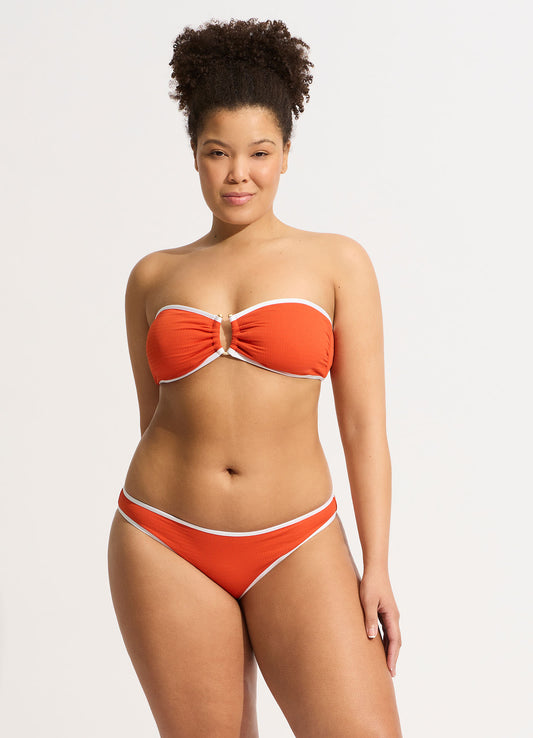  Beach Bound Ring Front Bandeau Bikini Top - Tamarillo