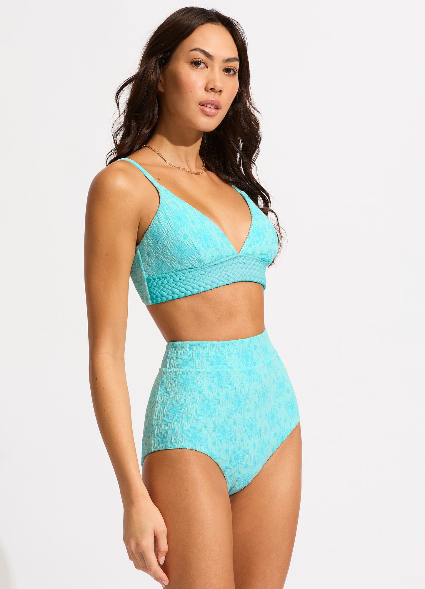  Marloe Banded Bralette Bikini Top - Atoll Blue