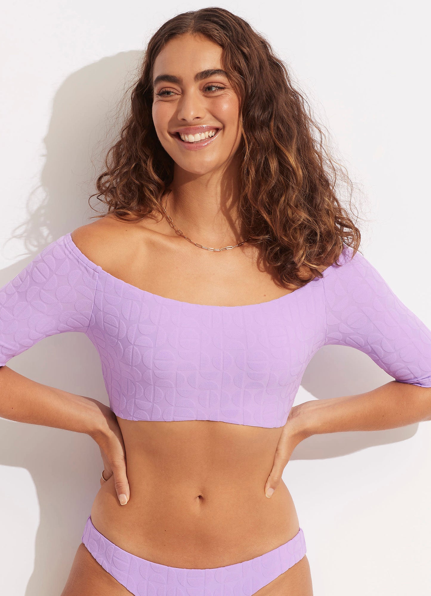  Capri Off Shoulder Crop Top - Wild Rose