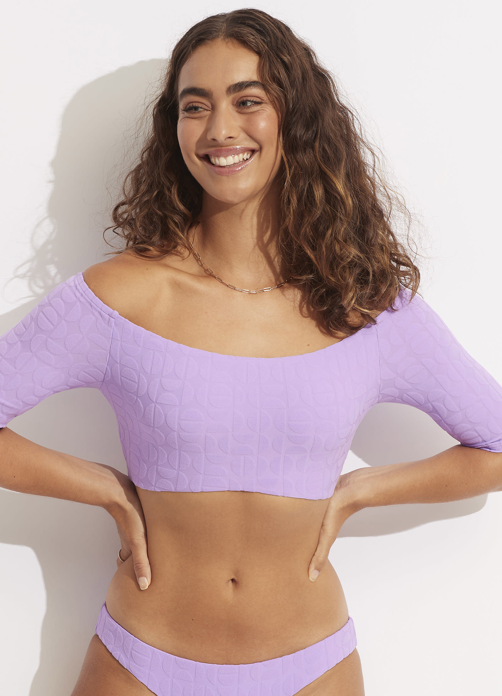  Capri Off Shoulder Crop Top - Wild Rose