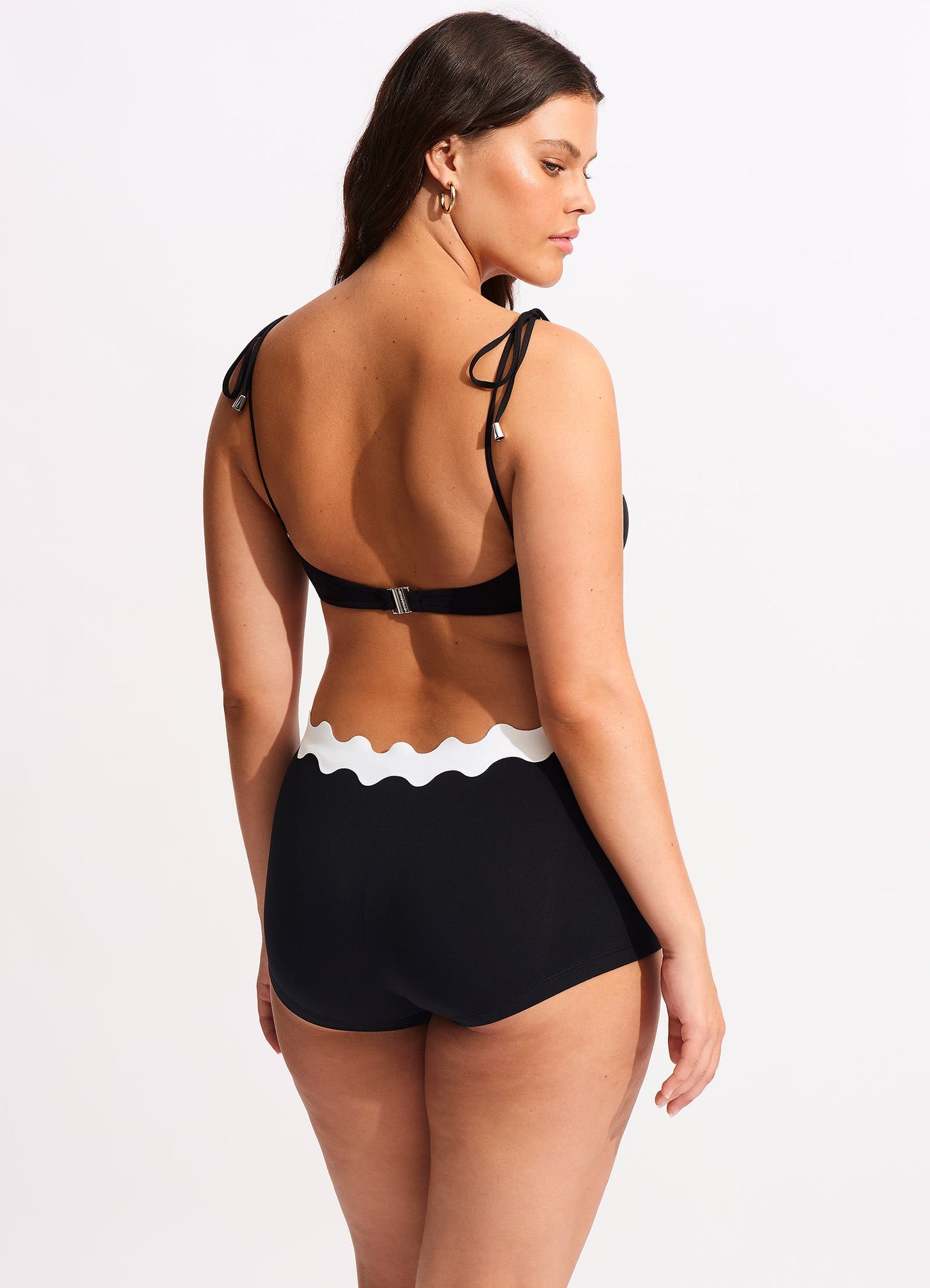  Gia Ric Rac Bustier Bandeau Bikini Top - Black