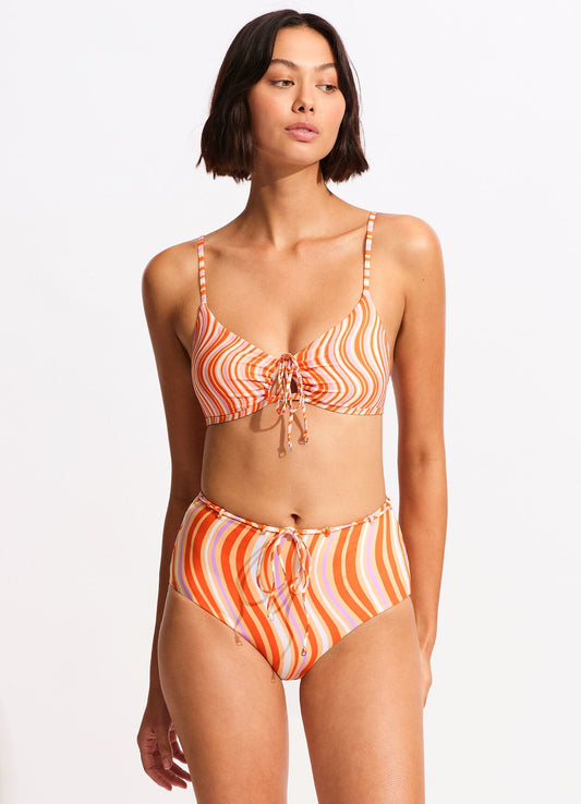  Mod Squad Drawstring Keyhole Bralette - Mandarin