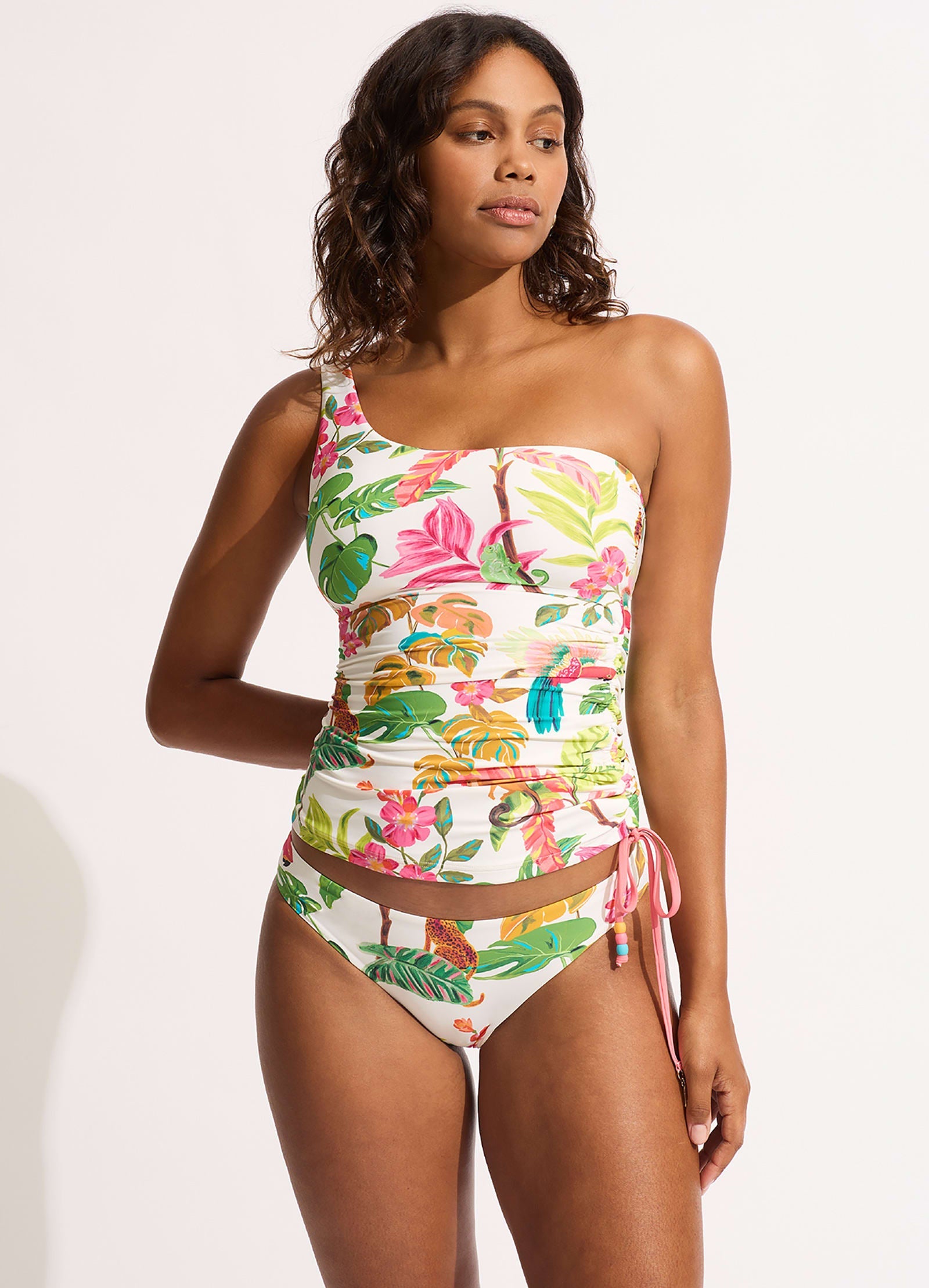  Tropica One Shoulder Tankini Top - Ecru