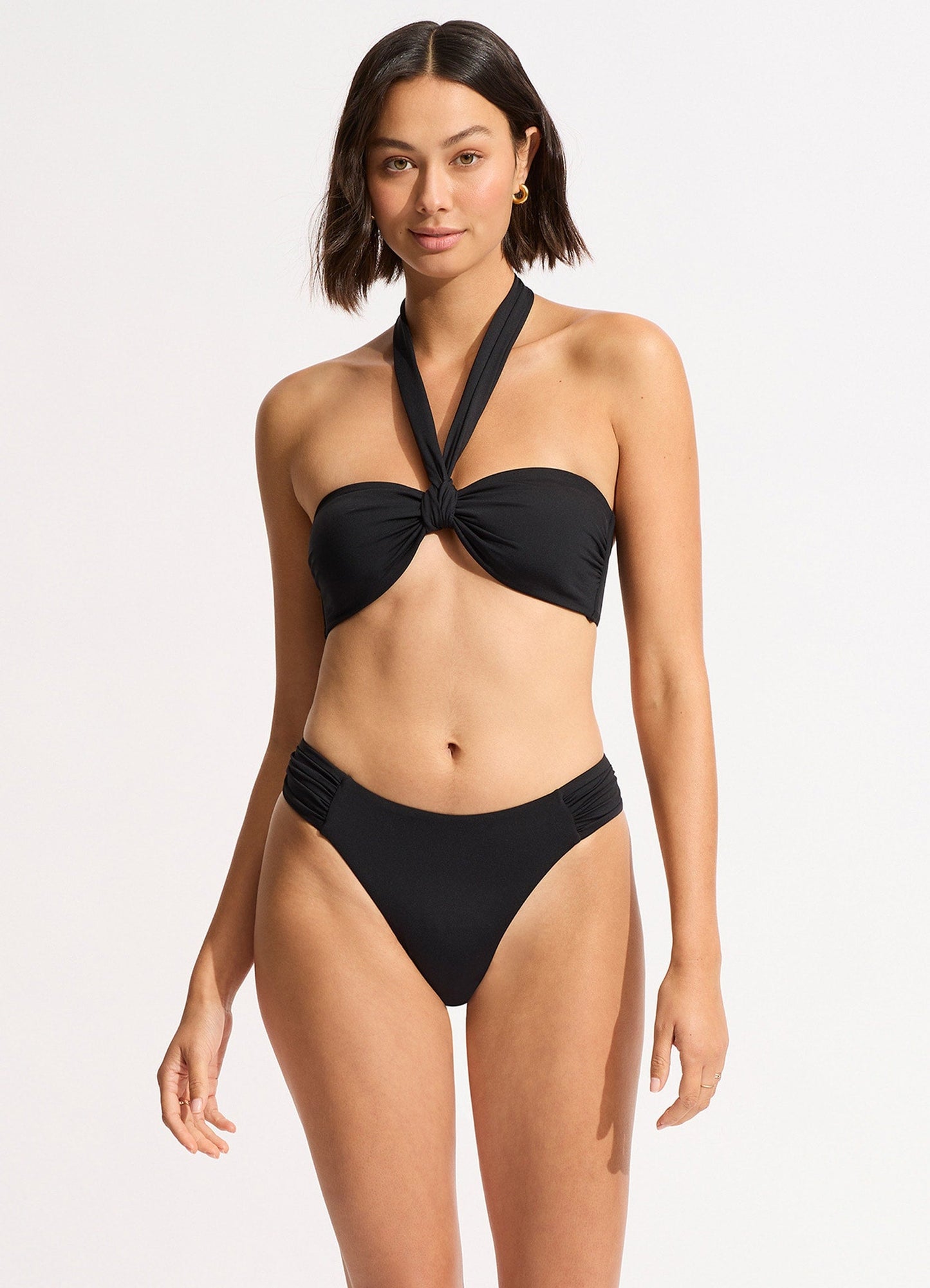  Seafolly Collective Sash Tie Front Bandeau Bikini Top - Black