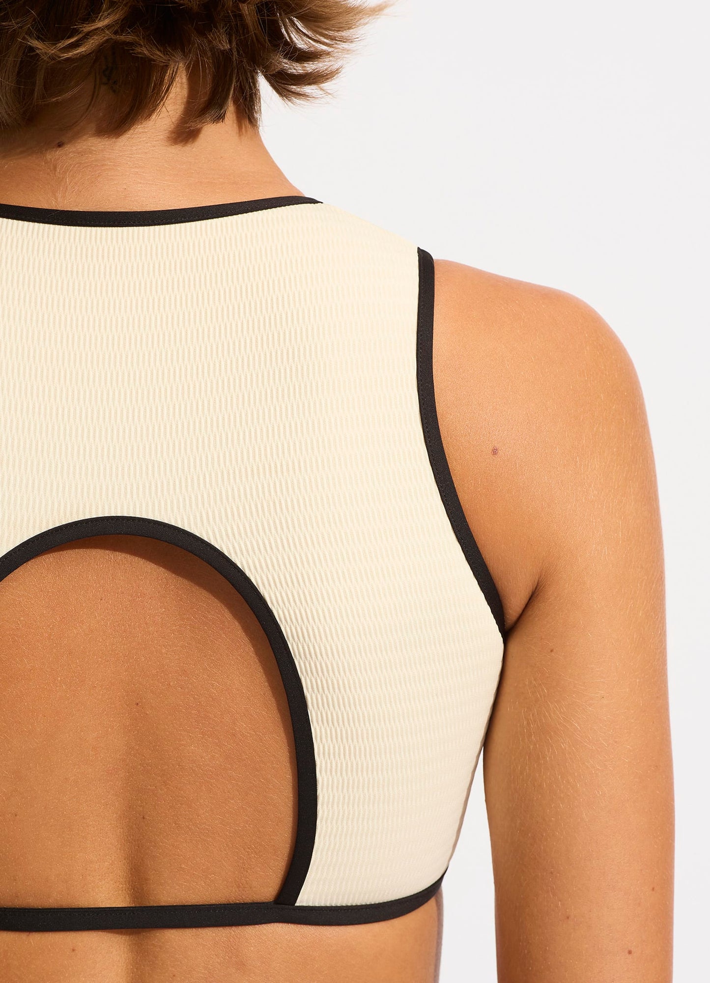  Beach Bound Cropped Tank Bikini Top - Ecru