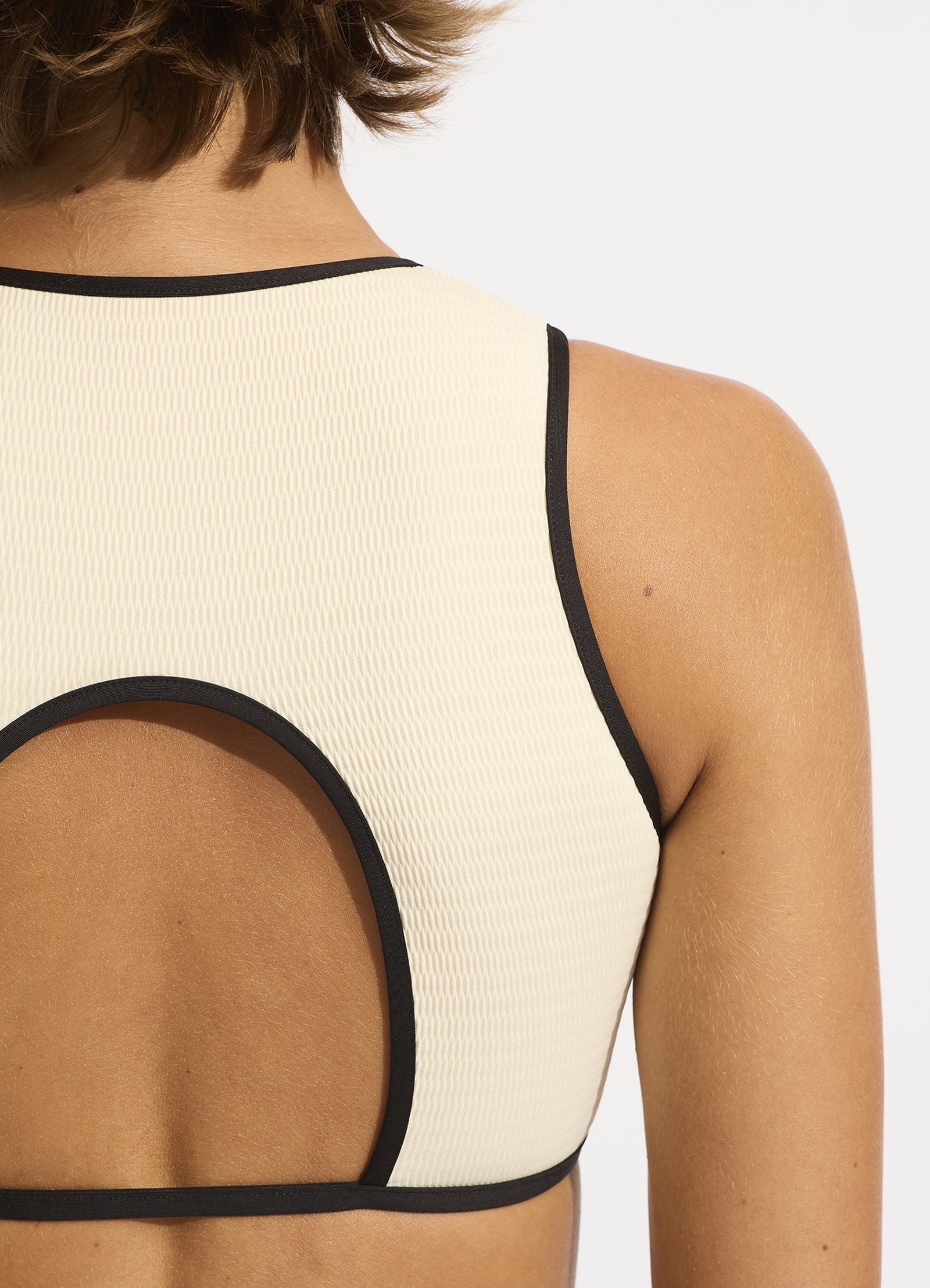  Beach Bound Cropped Tank Bikini Top - Ecru
