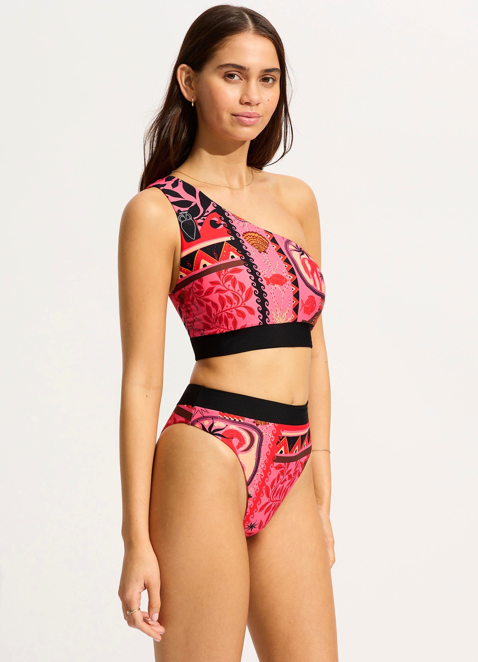  Atlantis One Shoulder Top Bikini Top - Paradise Pink