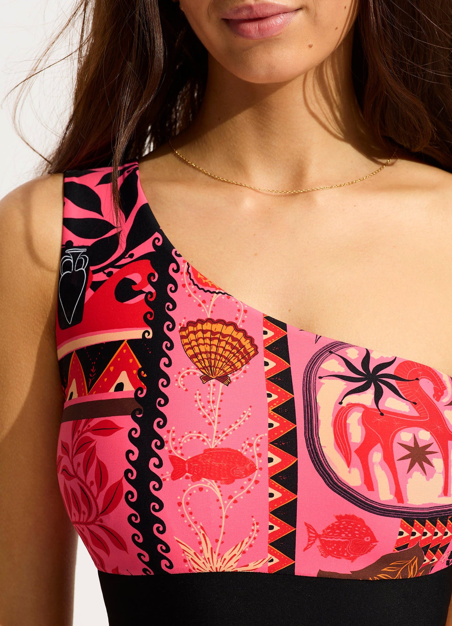  Atlantis One Shoulder Top Bikini Top - Paradise Pink
