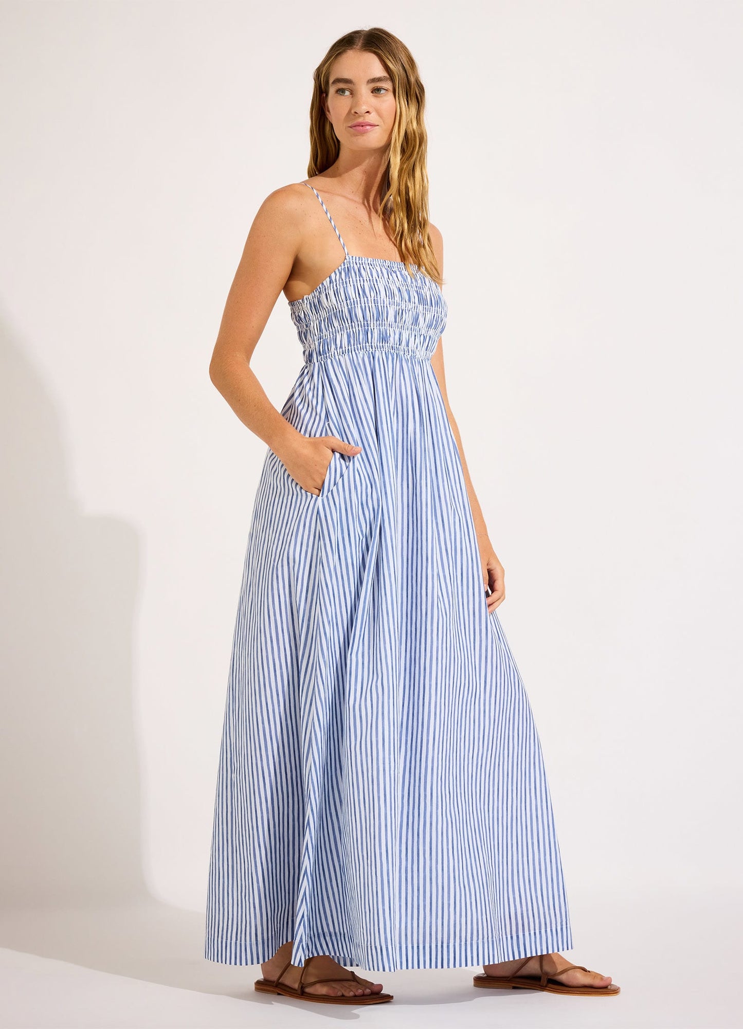  Shirred Midi Dress