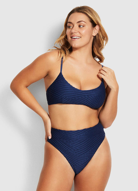  Fresh Water Hi Rise Wide Band Bikini Pants - Blue Opal