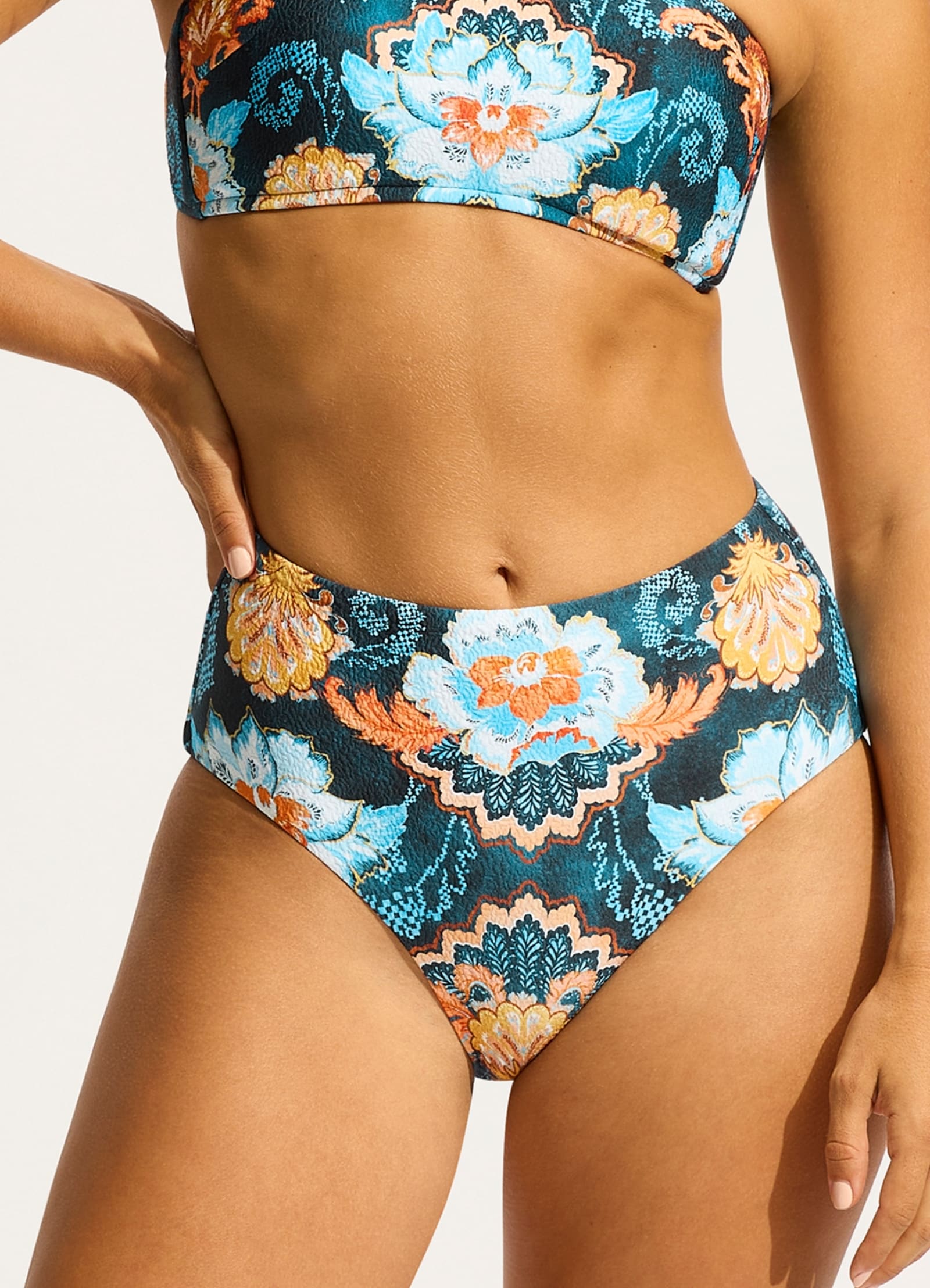  Spring Festival High Waisted Bikini Bottom - True Navy