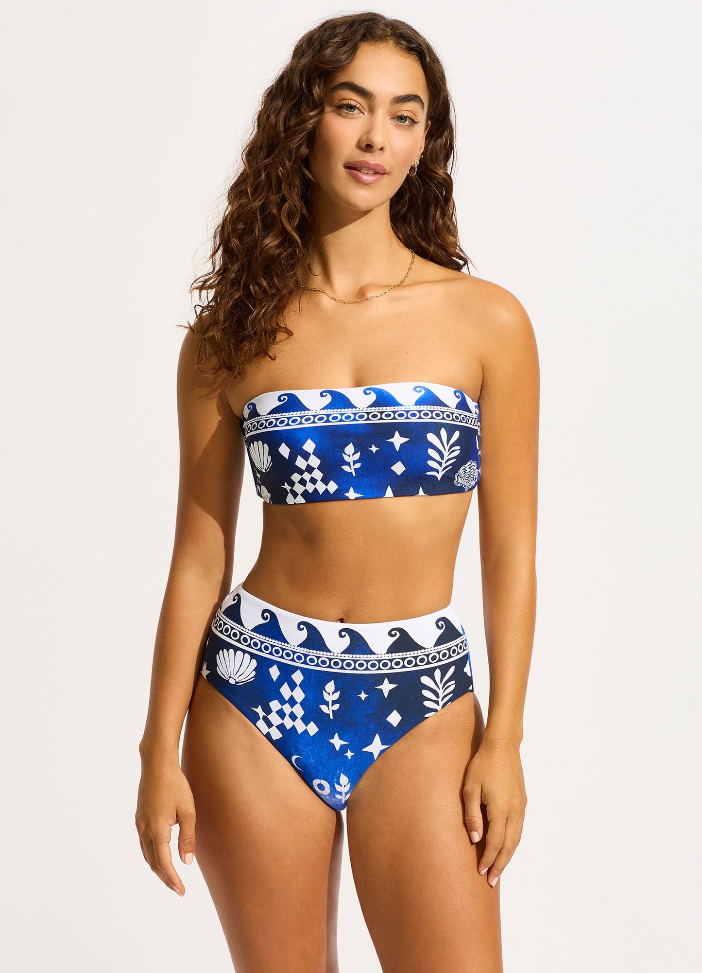  Corfu High Waisted Bikini Bottom - Azure