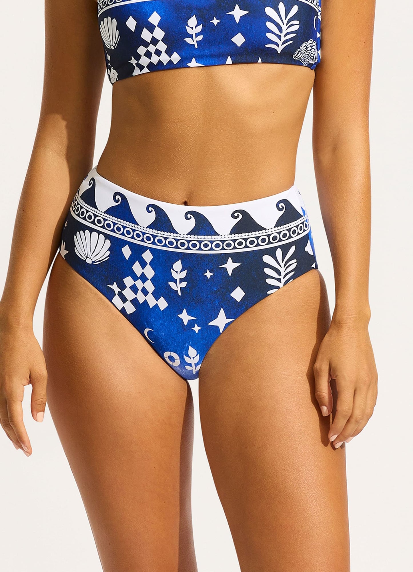  Corfu High Waisted Bikini Bottom - Azure