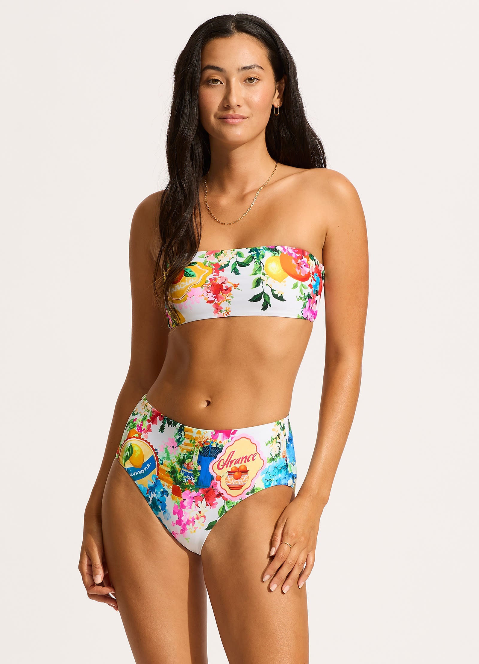  Ciao Bella High Waisted Bikini Bottom - White