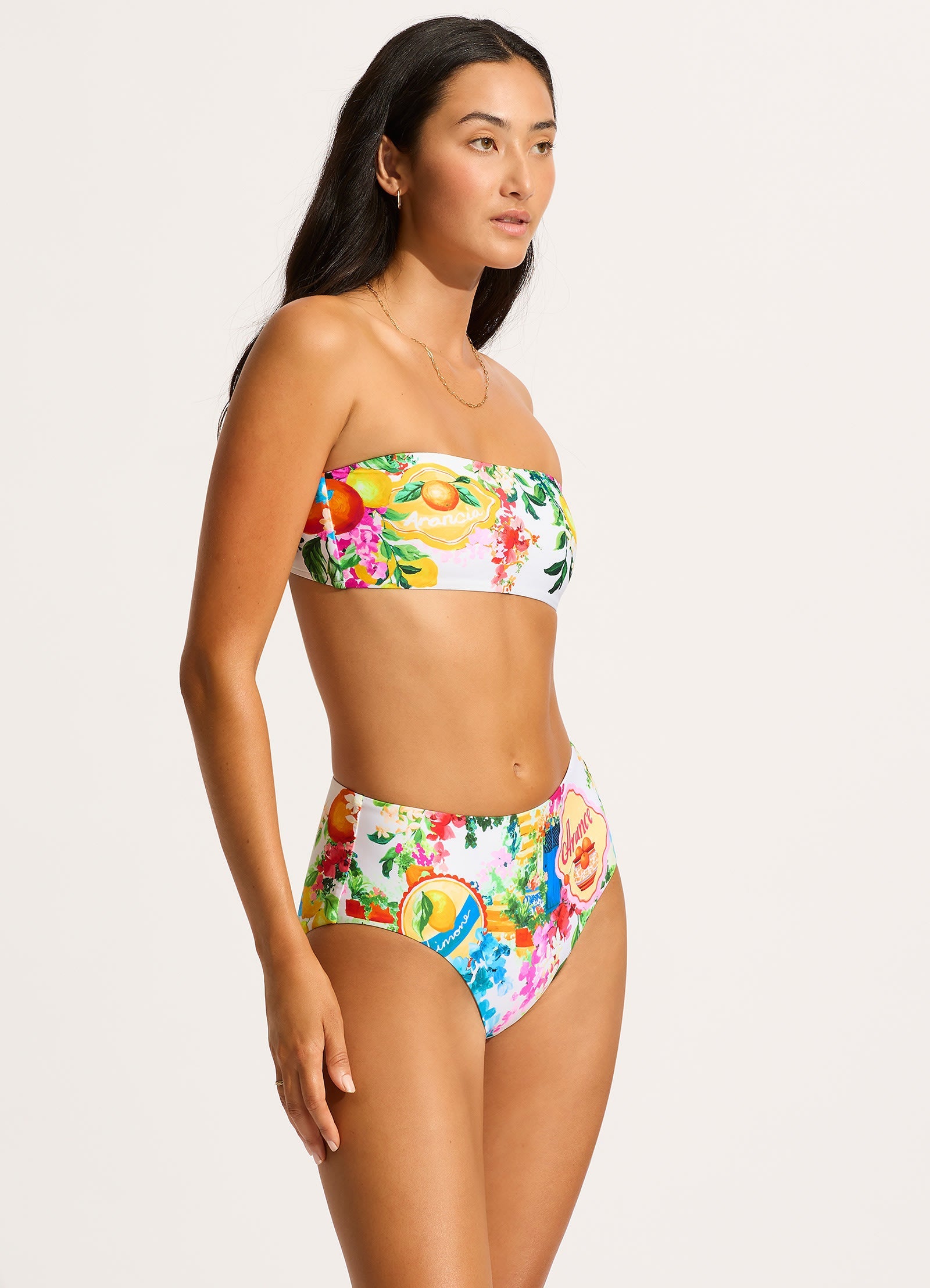  Ciao Bella High Waisted Bikini Bottom - White