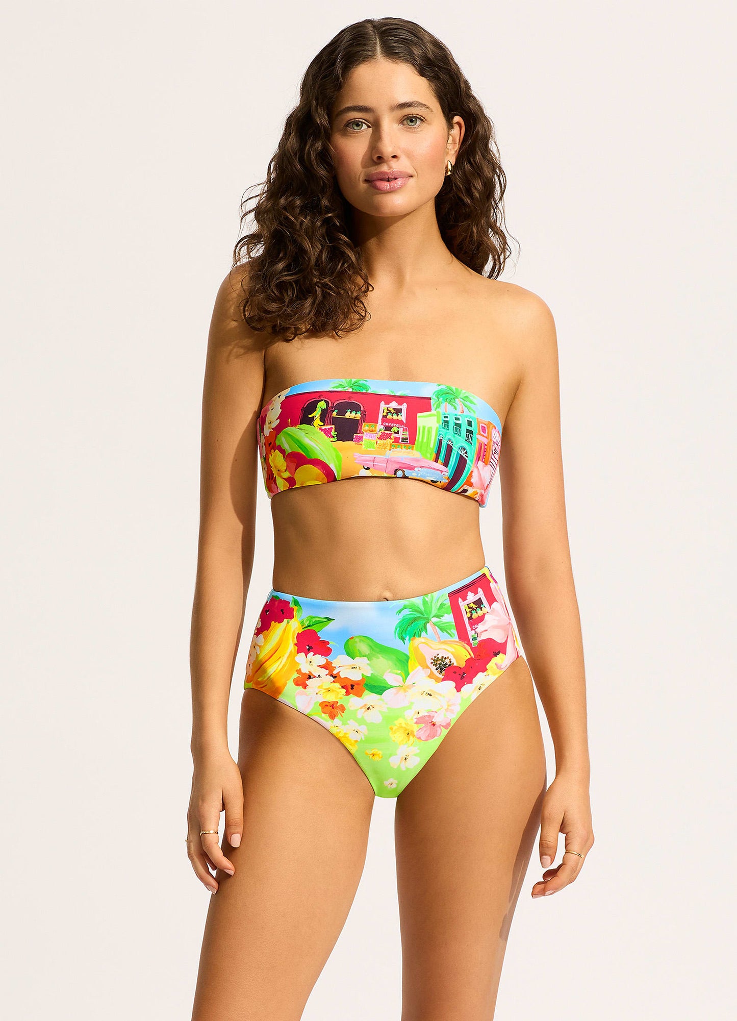  Cuba High Waisted Bikini Bottom - Turquoise