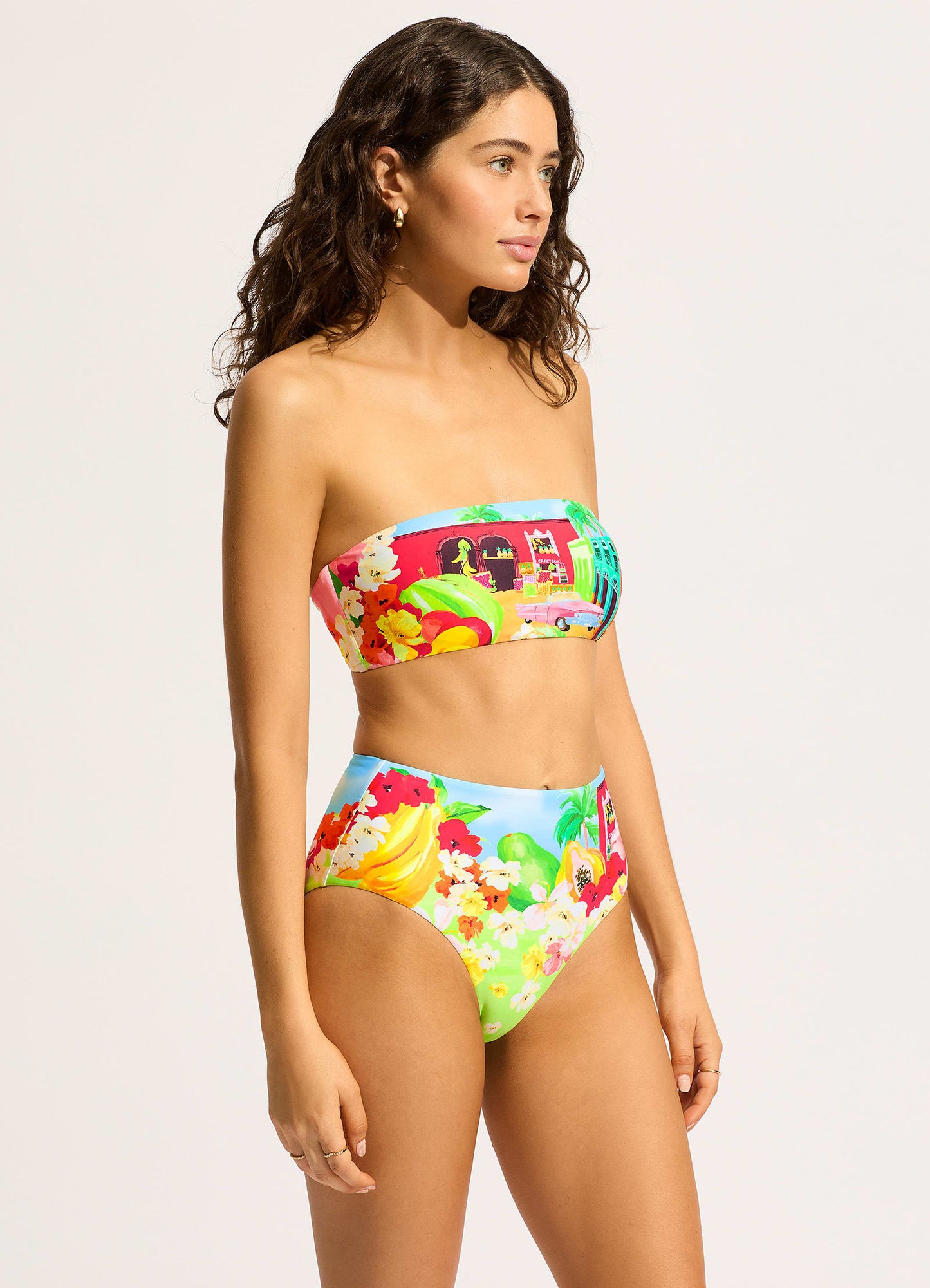  Cuba High Waisted Bikini Bottom - Turquoise