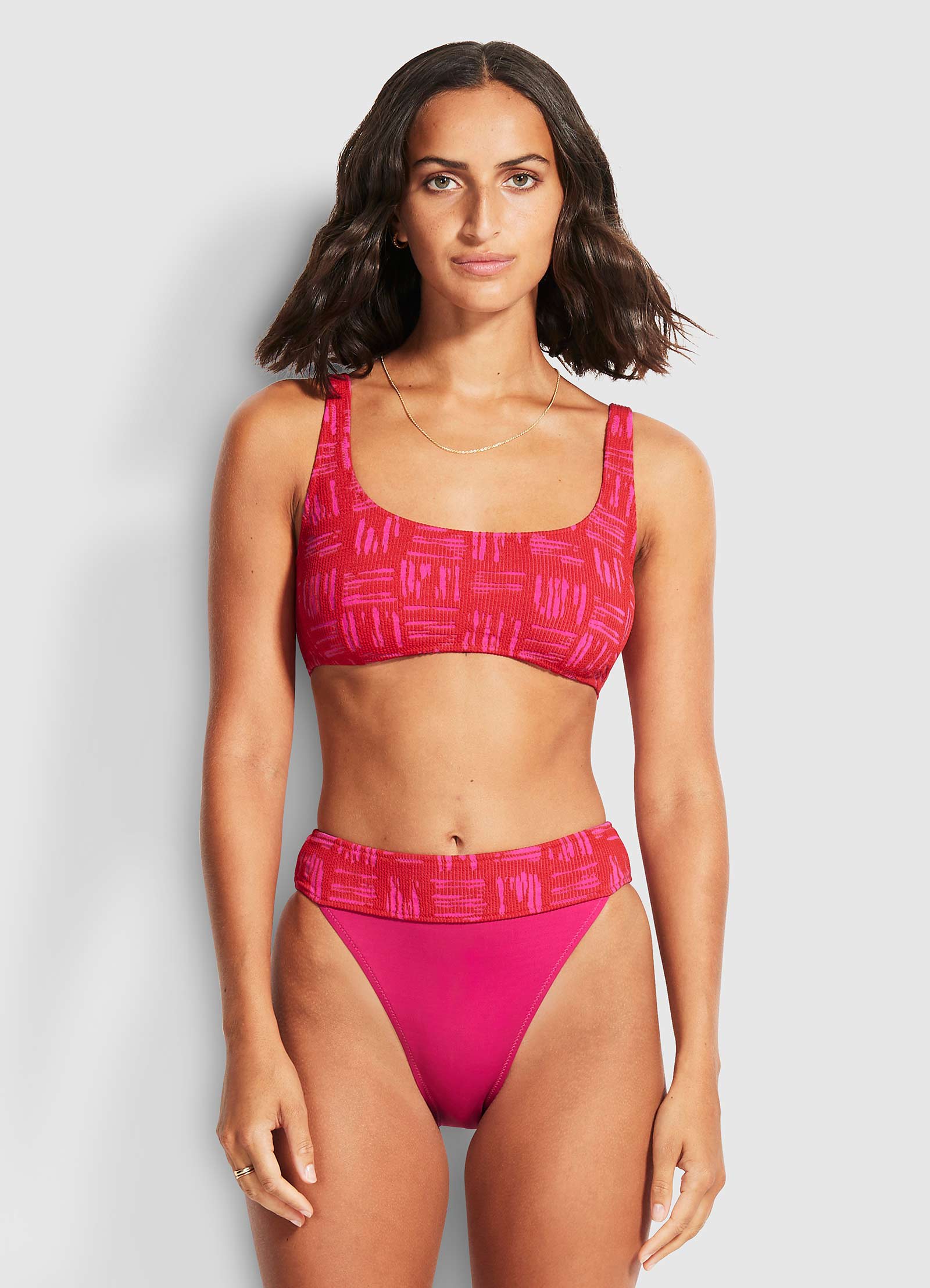  Bodycheck Banded High Rise Bikini Pants - Chilli