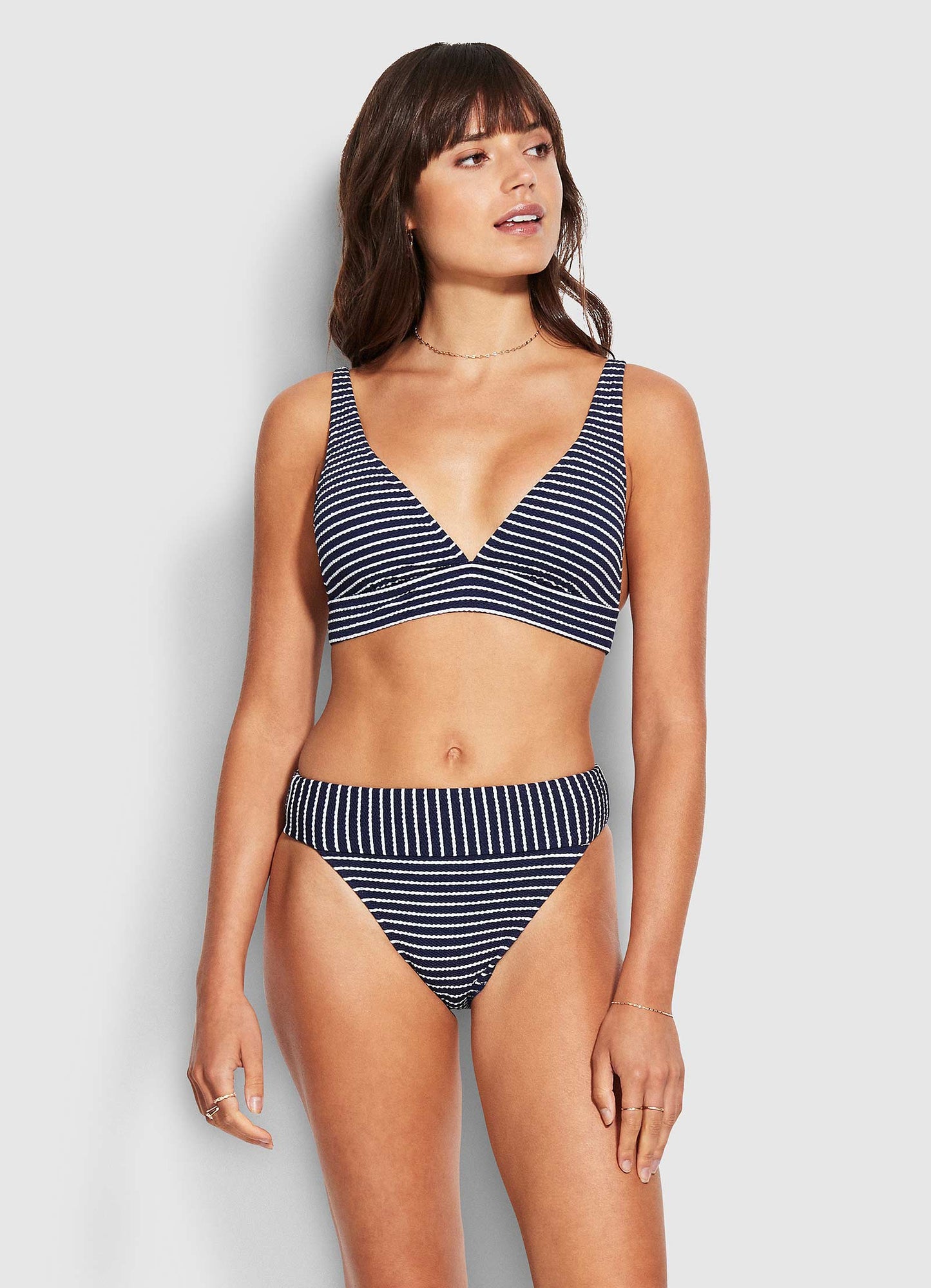  Seaside Stripe Banded Hi Rise Pant - True Navy
