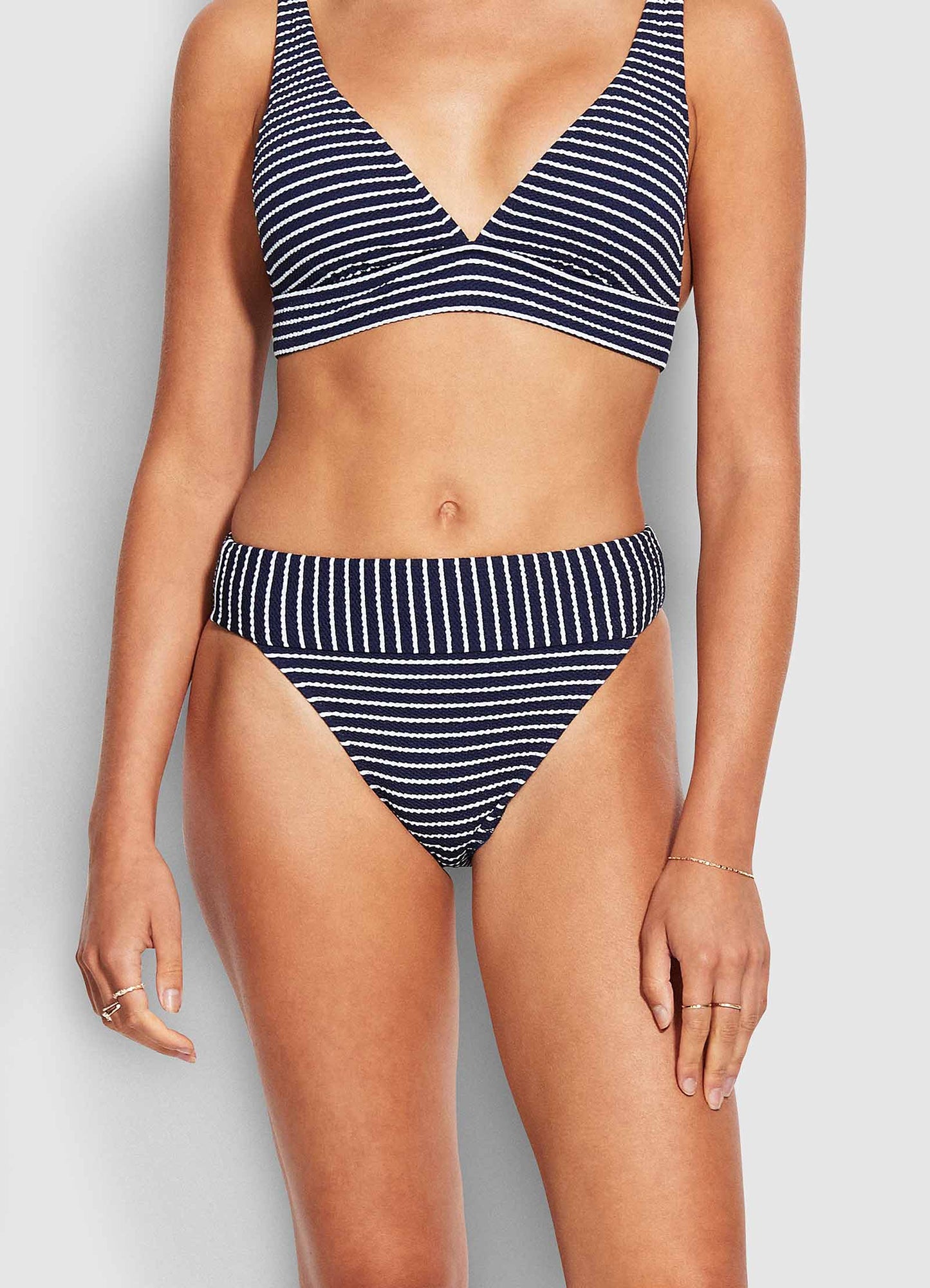 Seaside Stripe Banded Hi Rise Pant - True Navy