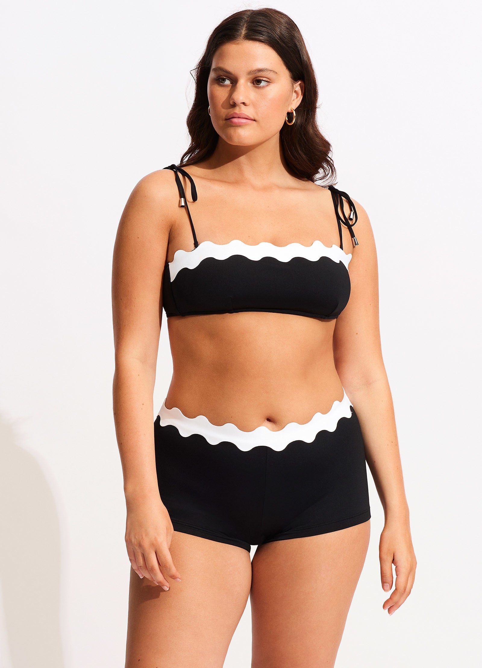  Gia Ric Rac Boyleg Bikini Bottom - Black