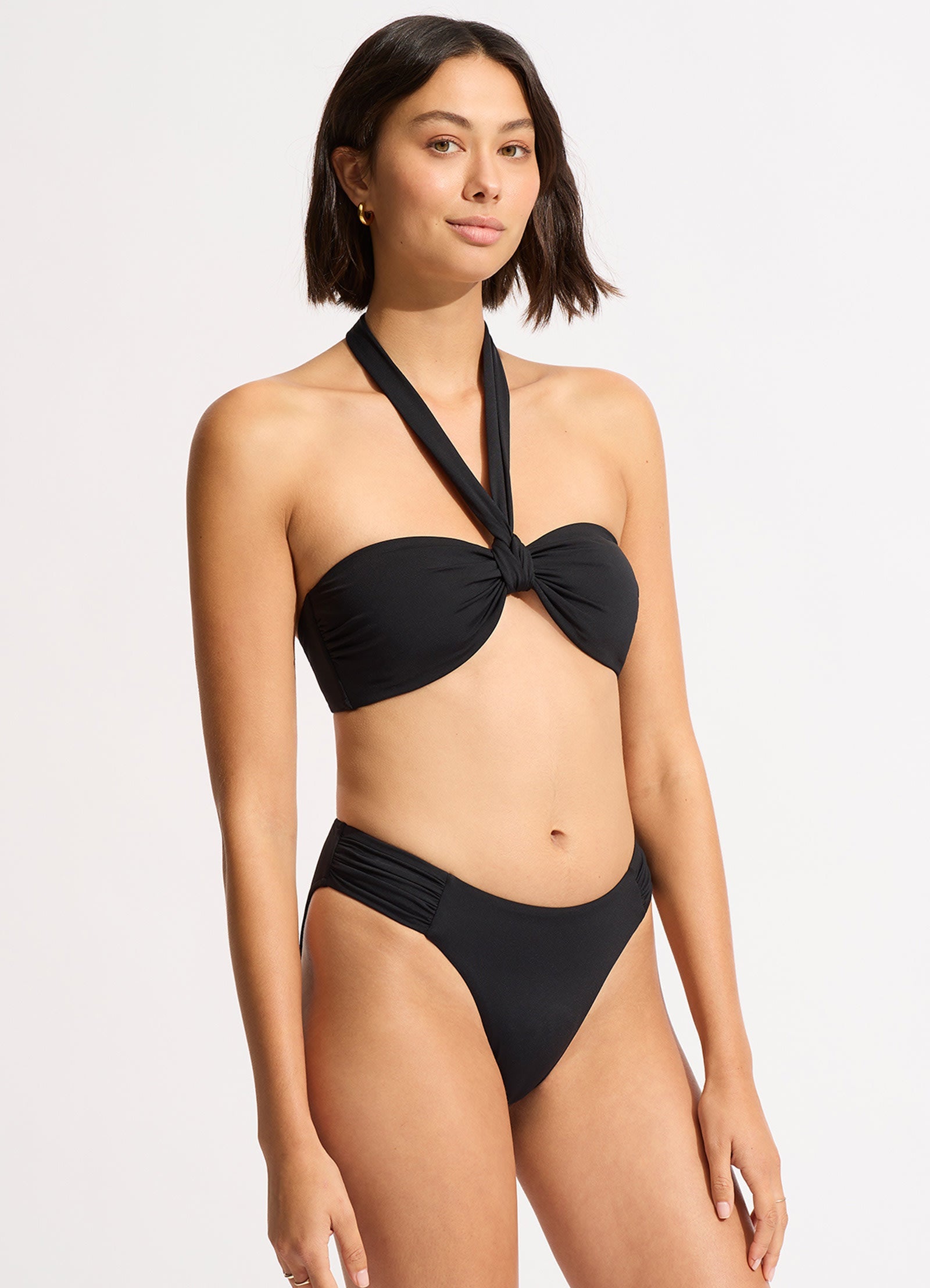  Seafolly Collective High Leg Ruched Side Bikini Bottom - Black