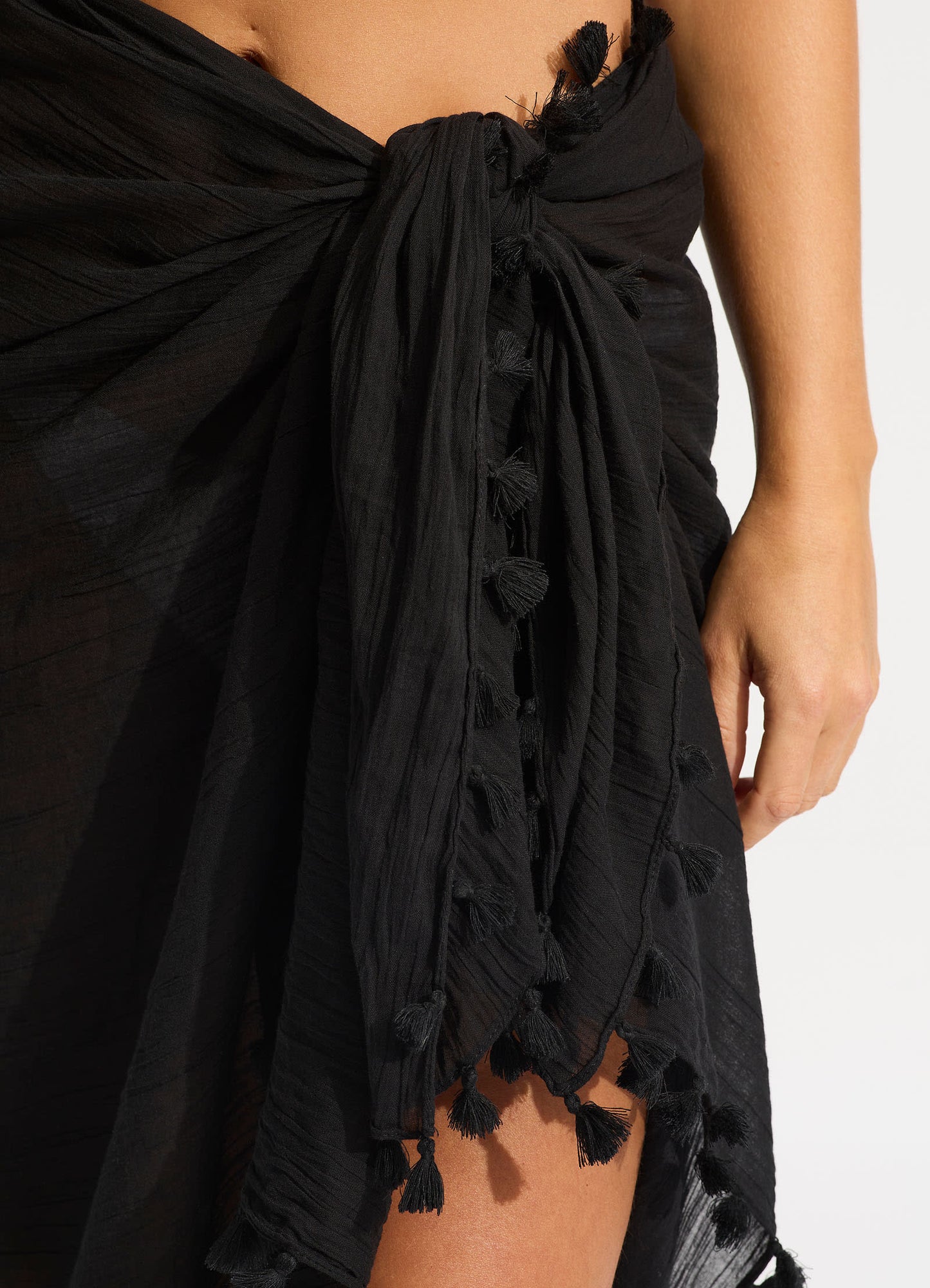 Cotton Gauze Sarong - Black