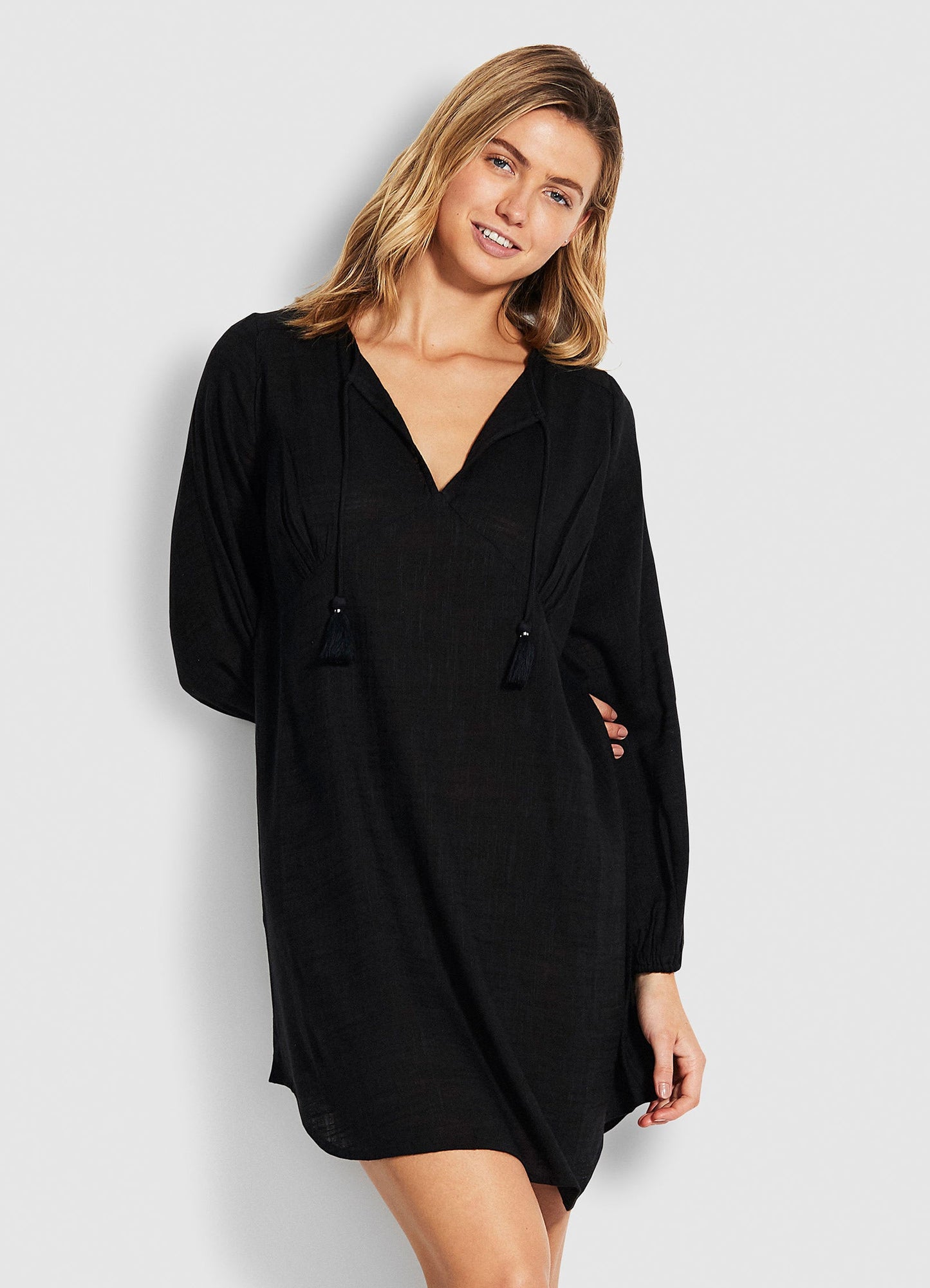  Marcie Peasant Sleeve Dress - Black