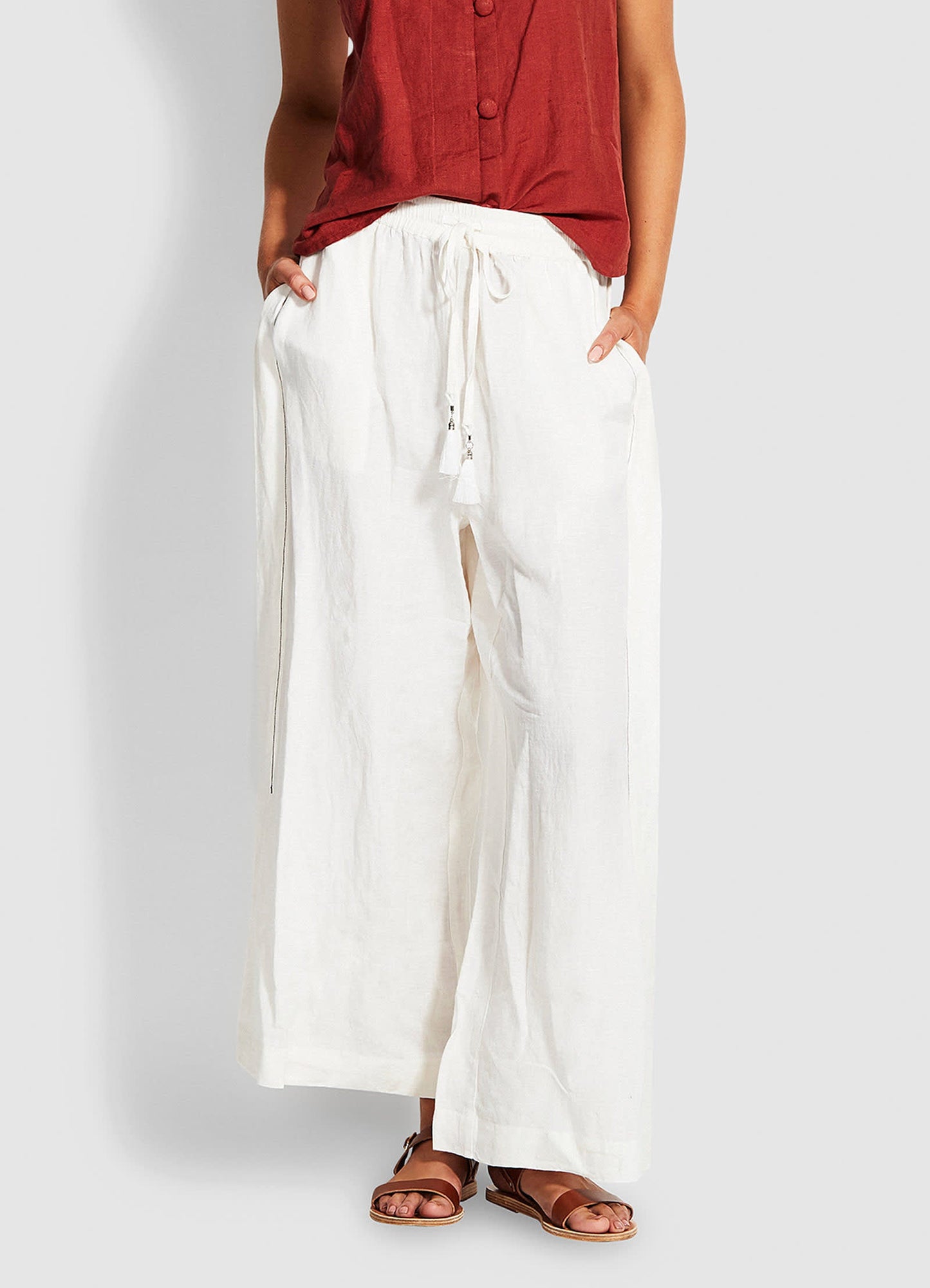 Weekender Linen Pant - White