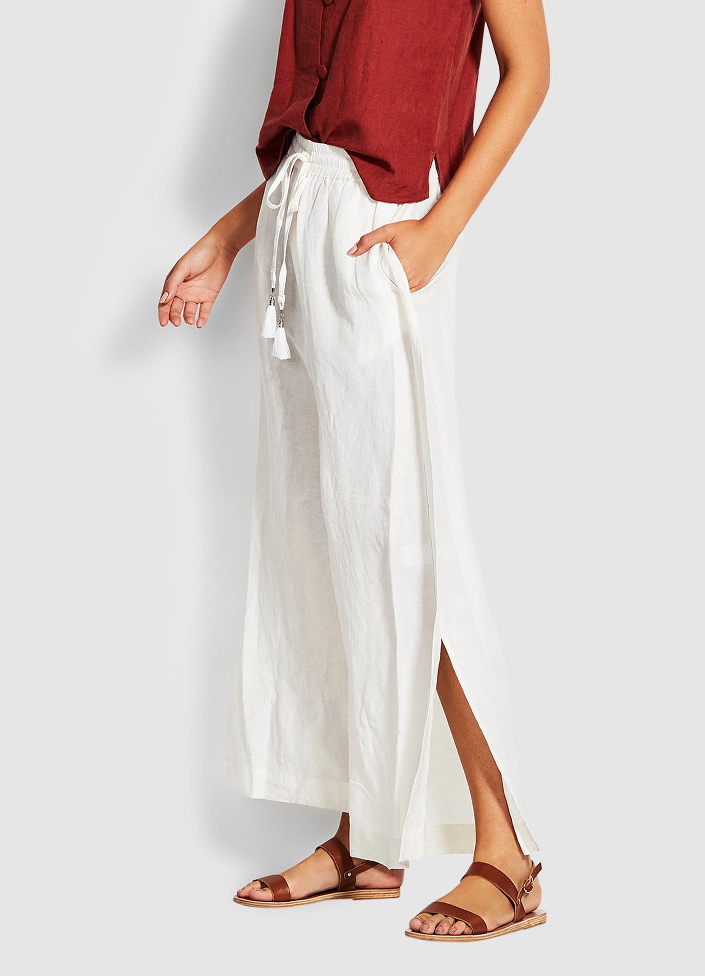  Weekender Linen Pant - White