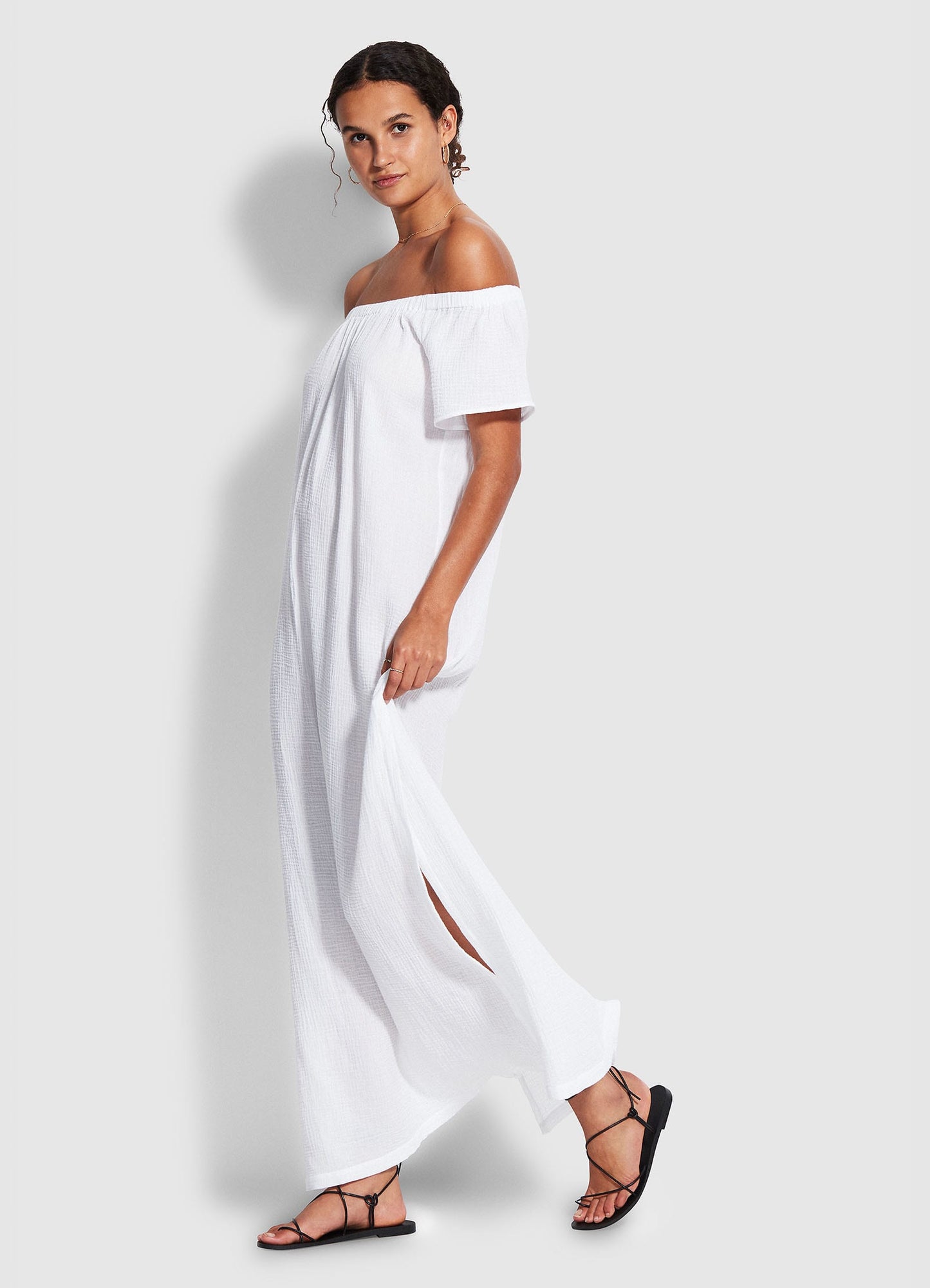  Double Cloth Strapless Dress - White