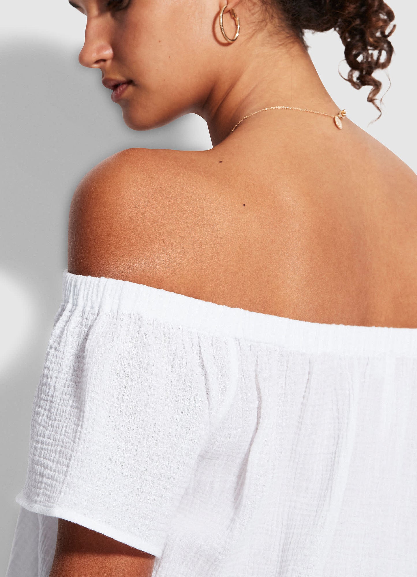  Double Cloth Strapless Dress - White