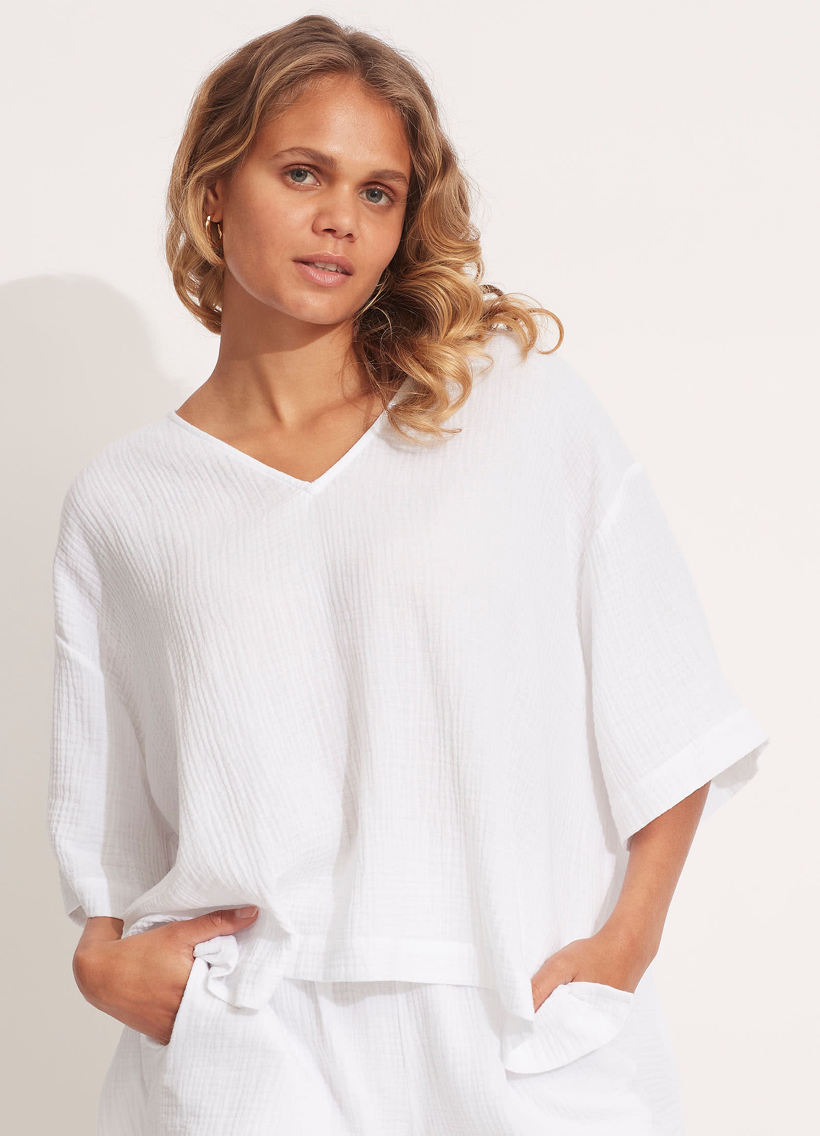  Double Cloth Top - White