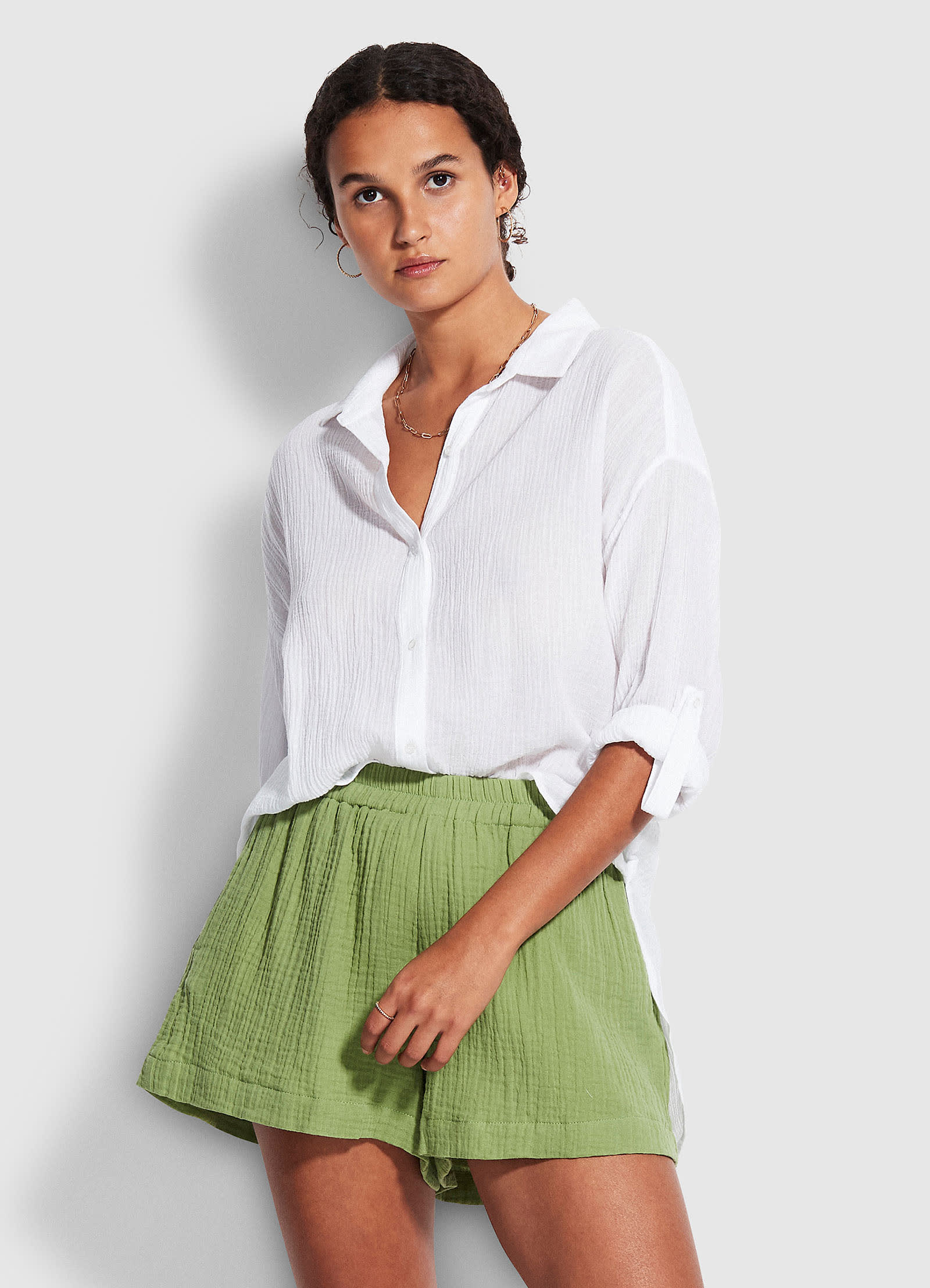  Double Cloth Short - Green Tea