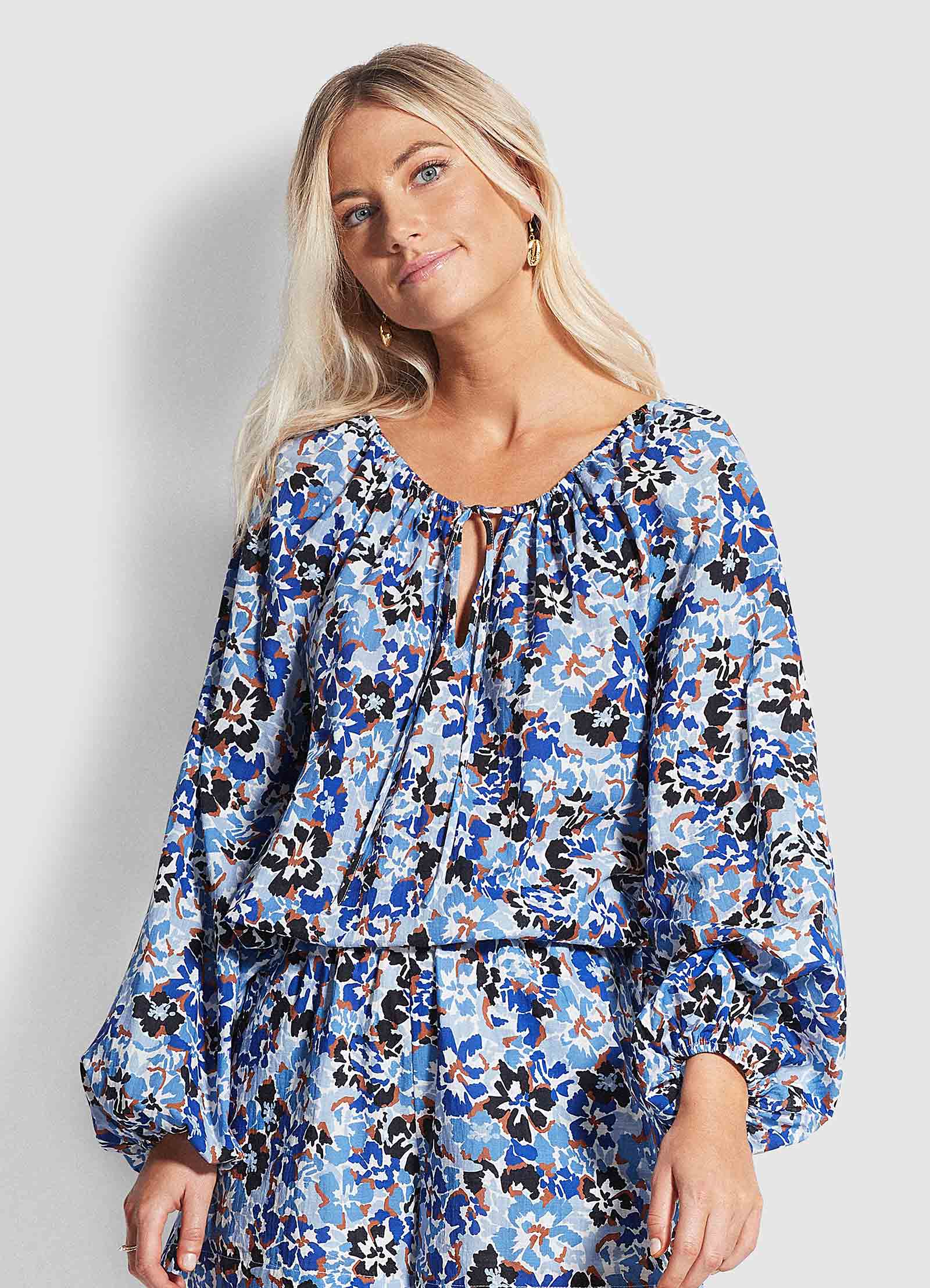  Thrift Shop Peasant Top - Mediterranean Blue