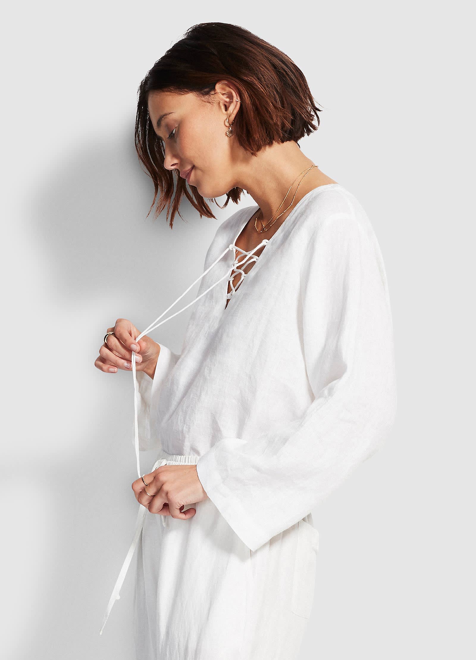  Beach Edit Harbour Linen Top - White