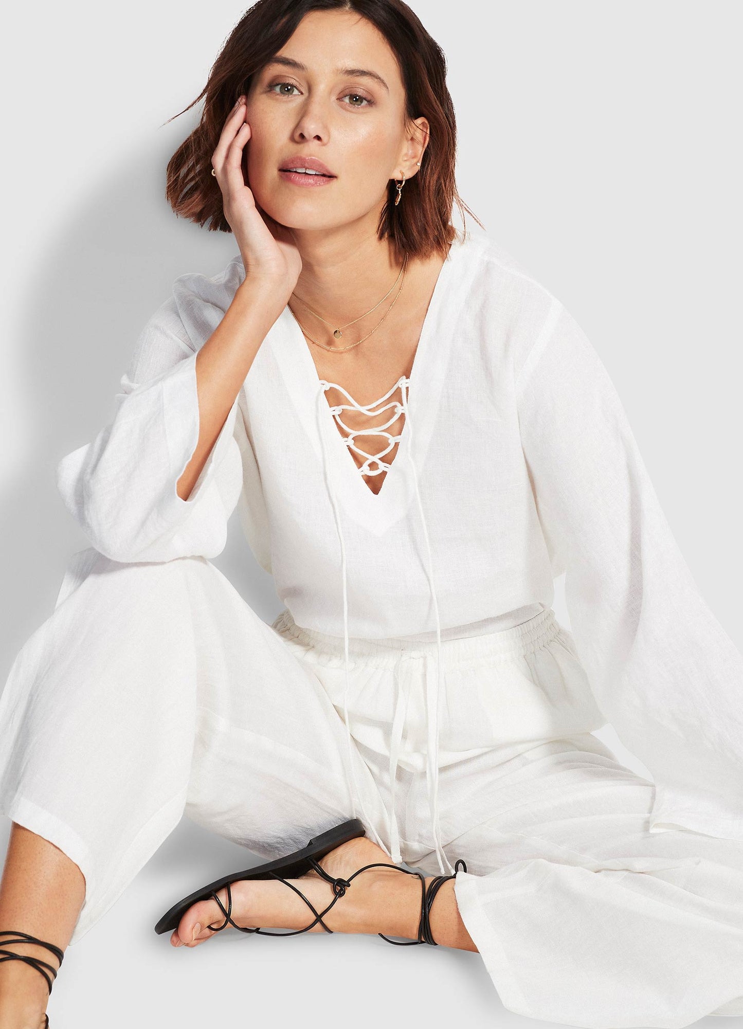  Beach Edit Harbour Linen Top - White