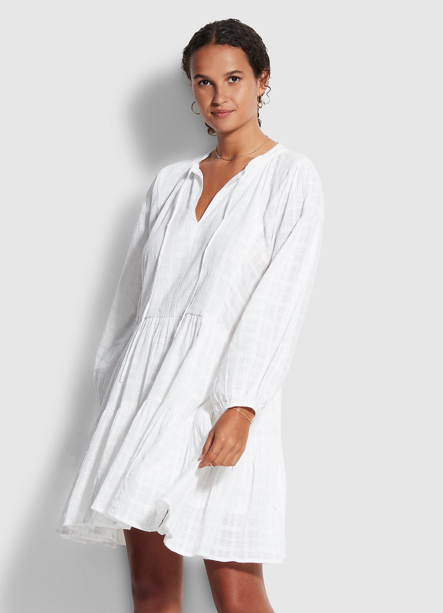  Drifter Tiered Dress - White